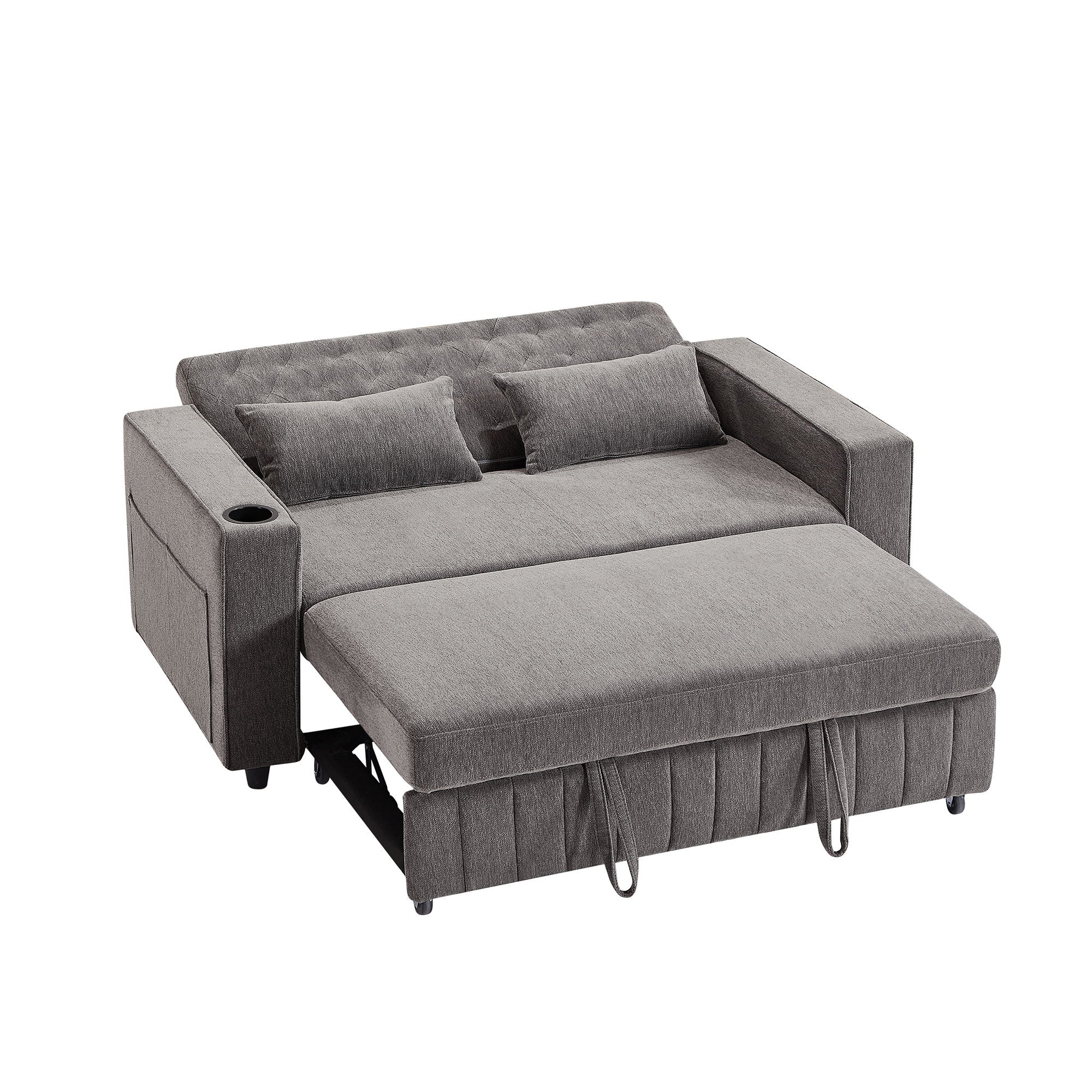 Pull-Out Sofa Bed Convertible Couch With Adjustable Backrest For Living Room