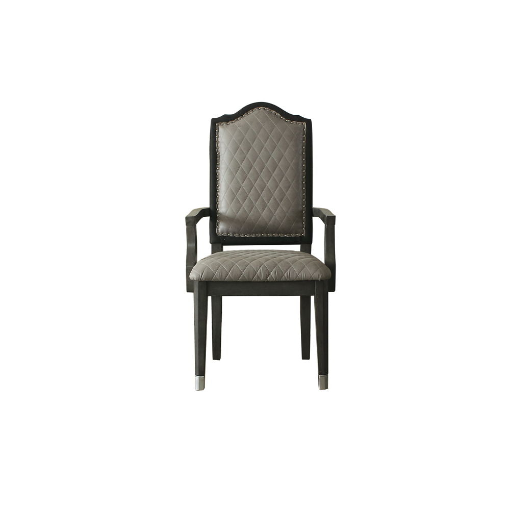 House Beatrice - Arm Chair Set of 2) - Two Tone Gray Fabric & Charcoal