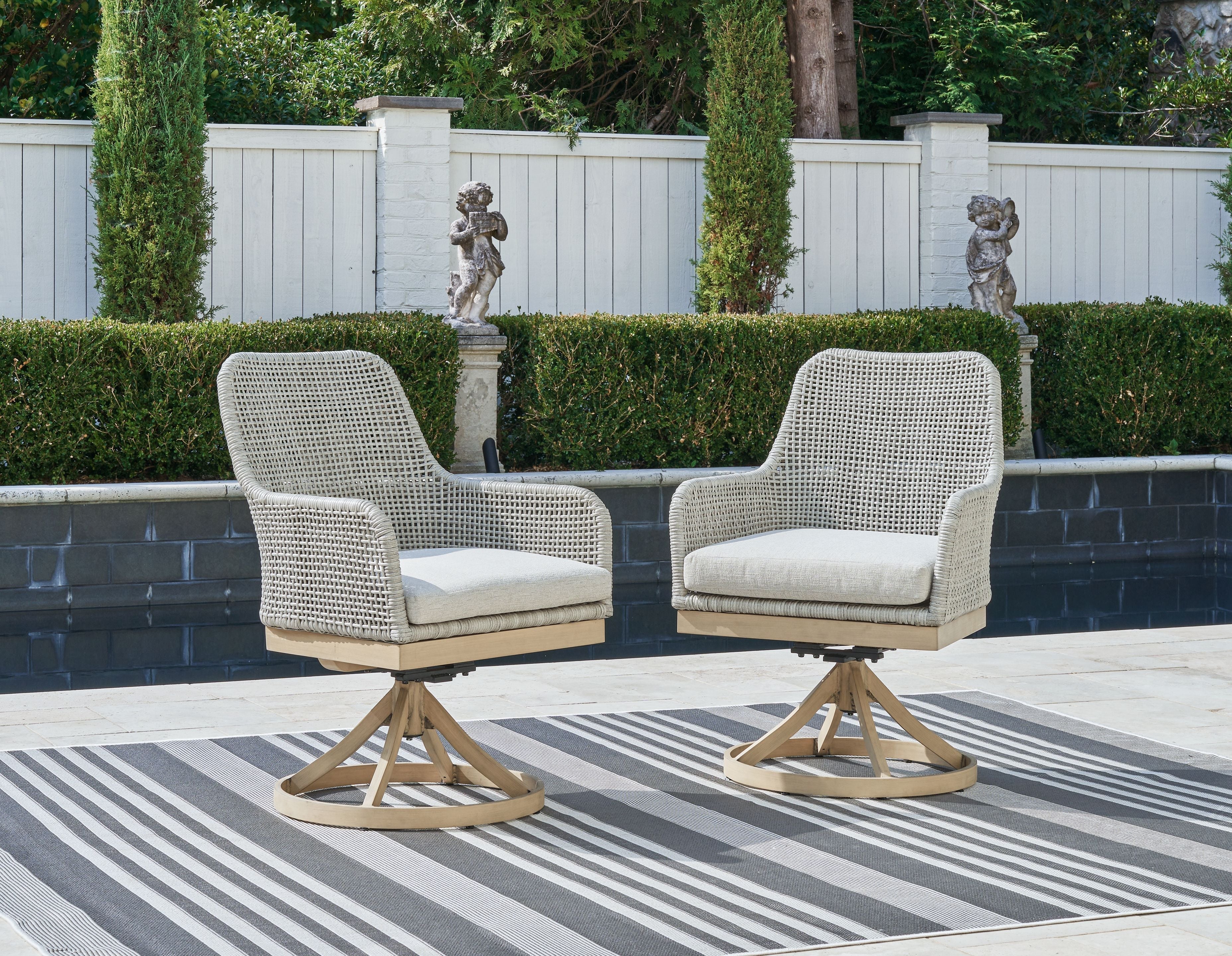 Signature Design by Ashley® Seton Creek - Gray - Swivel Chair With Cushion (Set of 2) | Meri Furniture