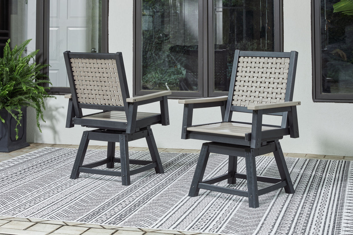 Mount Valley - Black / Driftwood - 7 Pc. - Dining Set