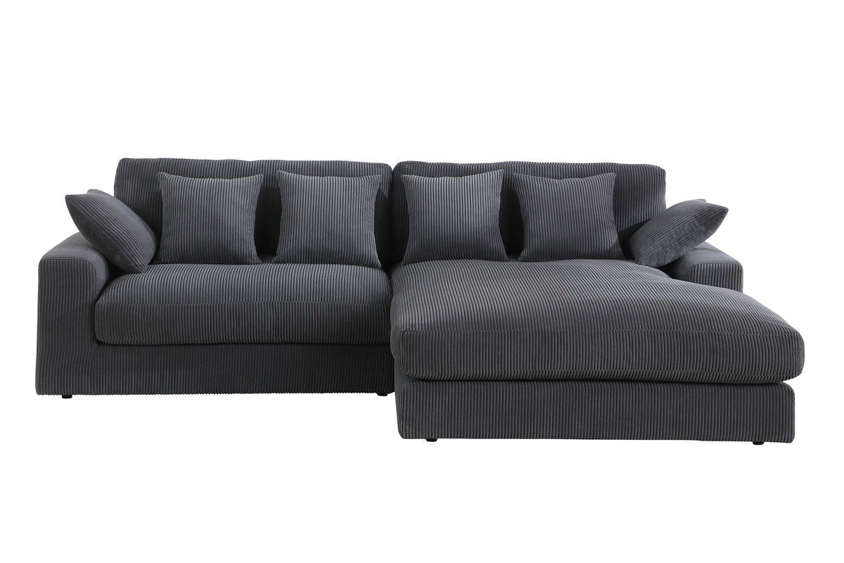 Mystic 105"W Dark Gray Corduroy Reversible Sectional Sofa Chaise