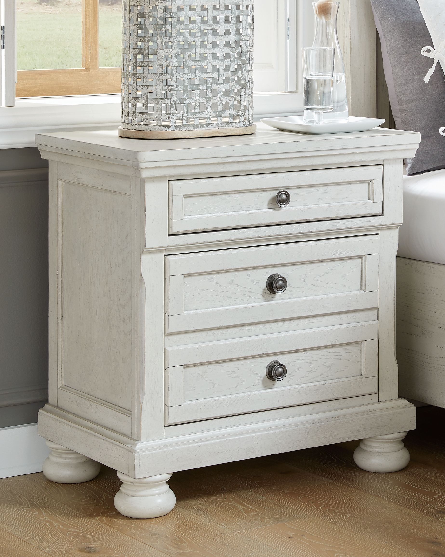 Signature Design by Ashley® Robbinsdale - Antique White - Two Drawer Night Stand | Meri Furniture