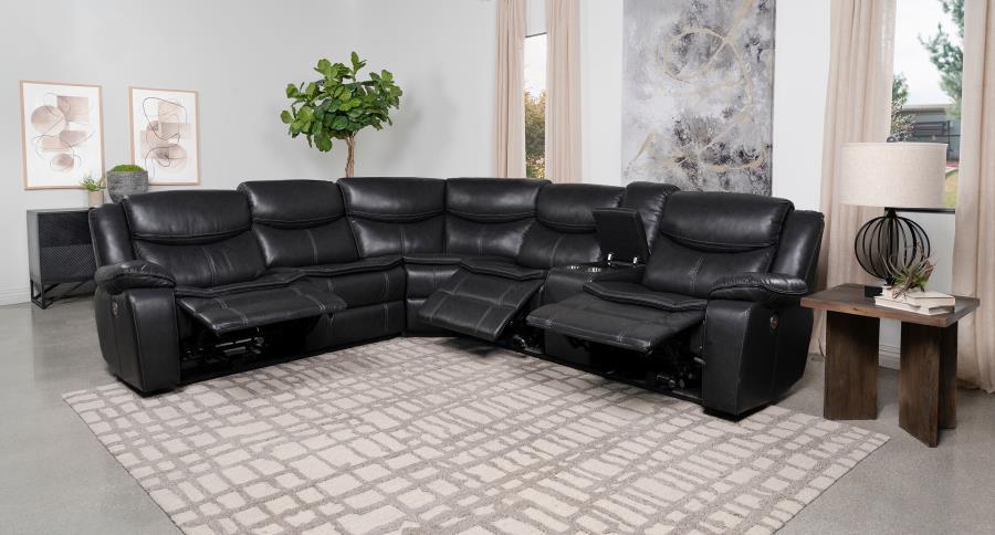 Coaster Fine Furniture Sycamore - Upholstered Power Reclining Sectional Sofa | Meri Furniture