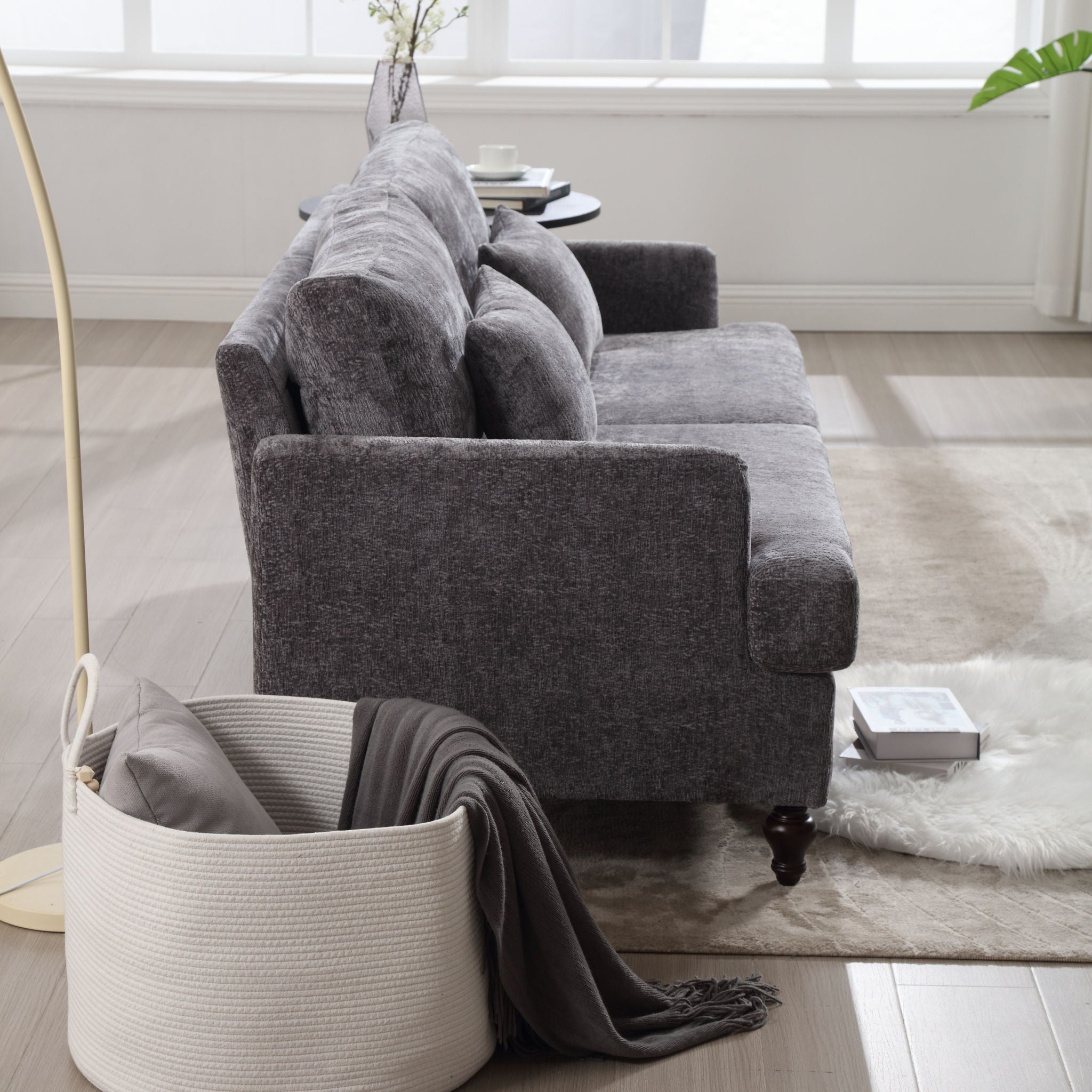 Mid Century Modern Fabric Loveseat Sofa, 2 Seat Upholstered Couch