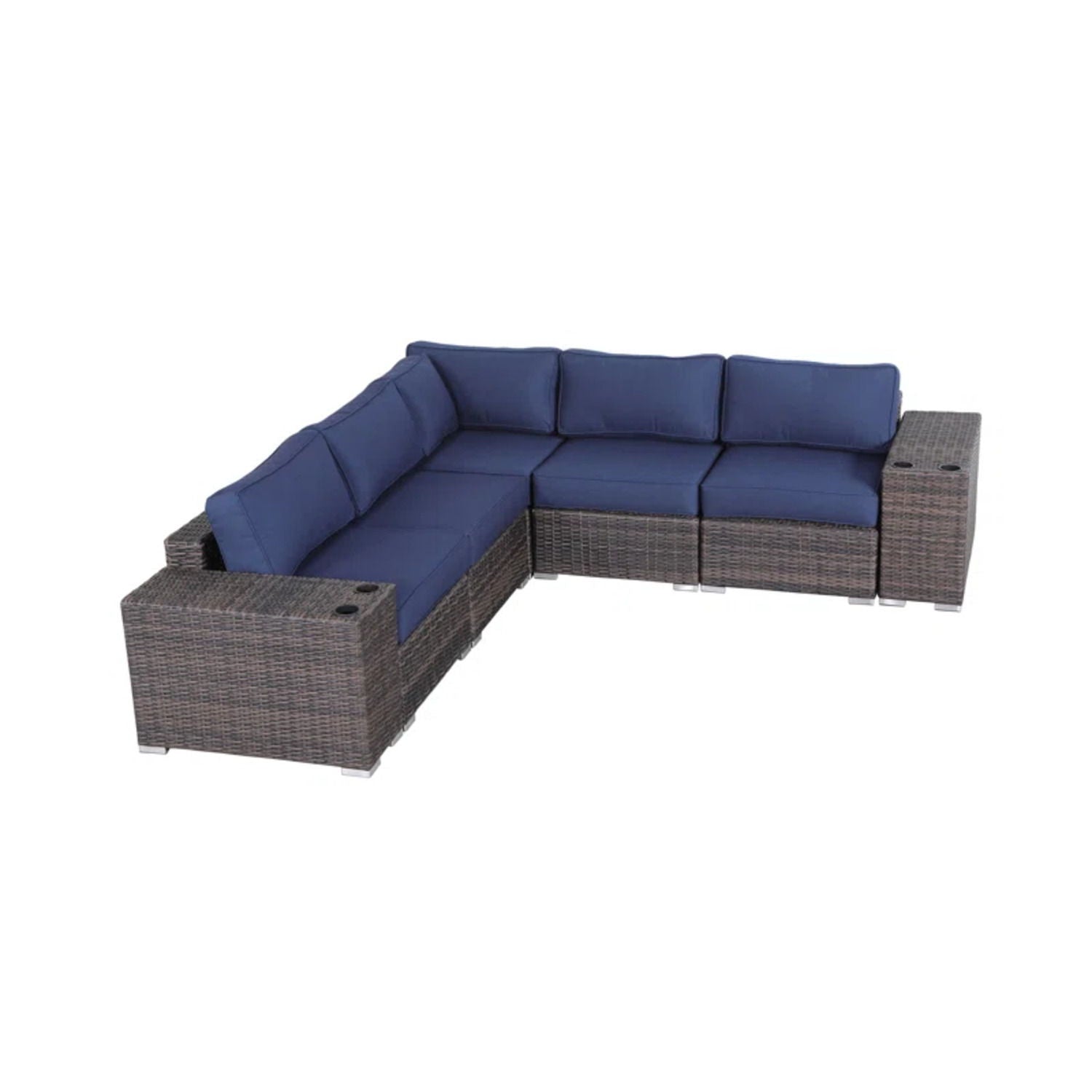 Modern Rattan Wicker Seating Group With Cushions