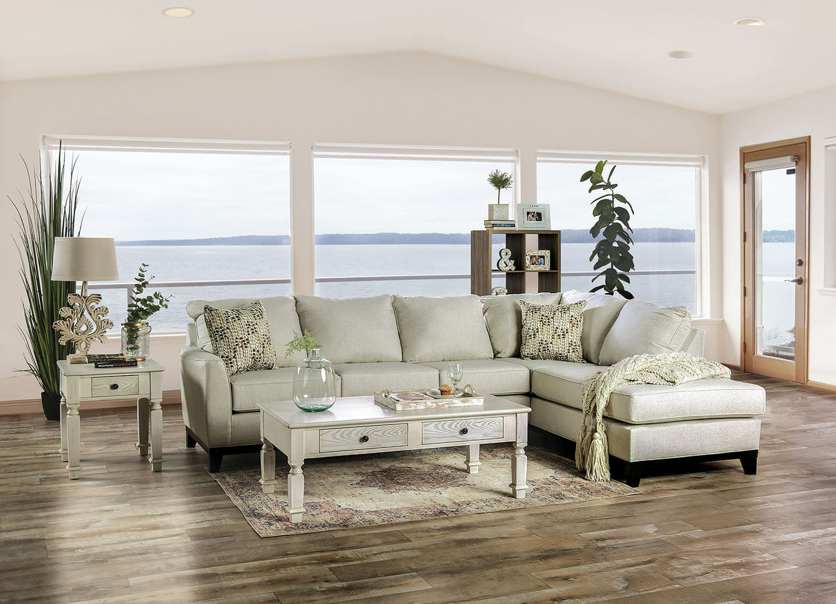 Furniture of America Bridie - Sectional - Ivory | Meri Furniture