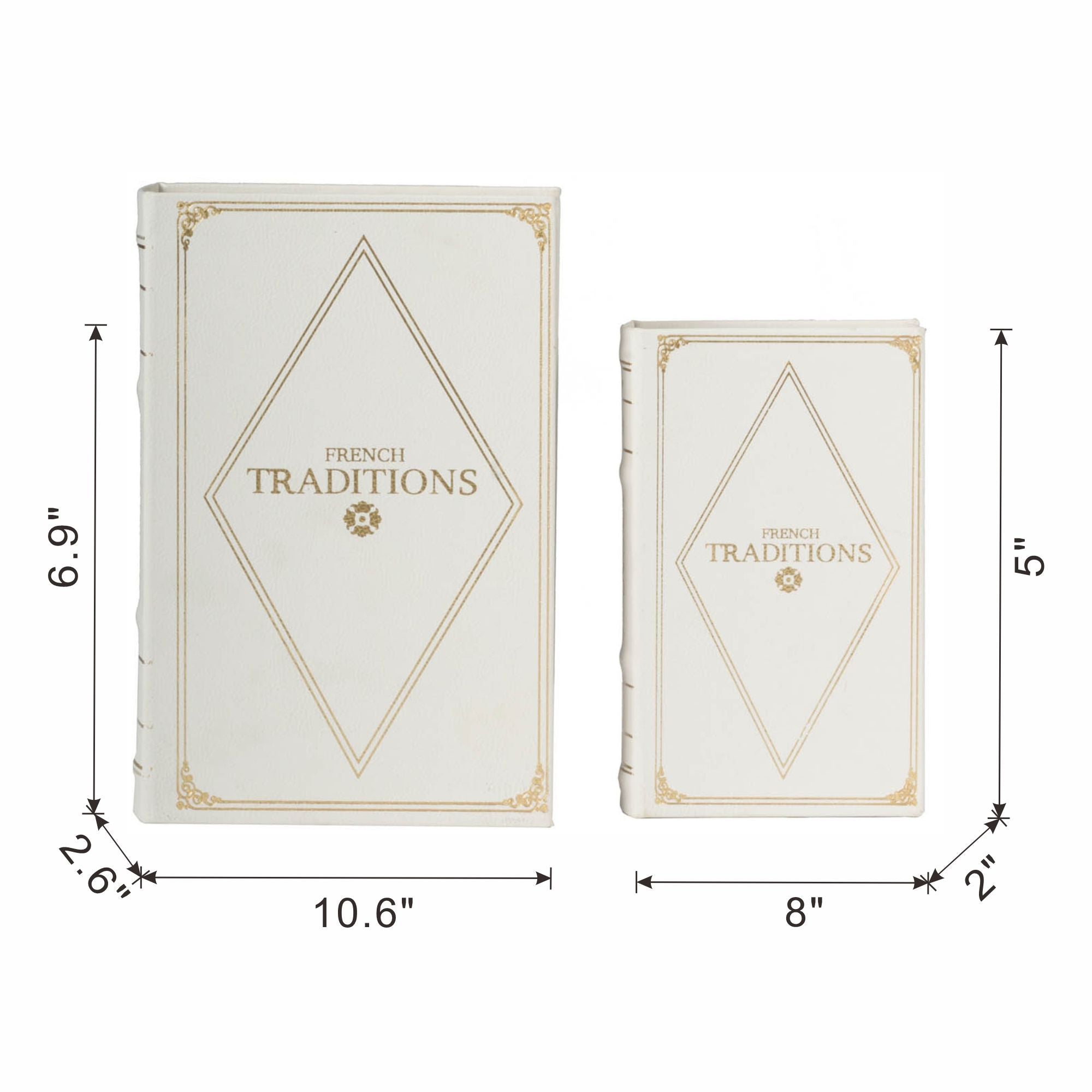 Book Boxes (Set of 2) - White / Gold