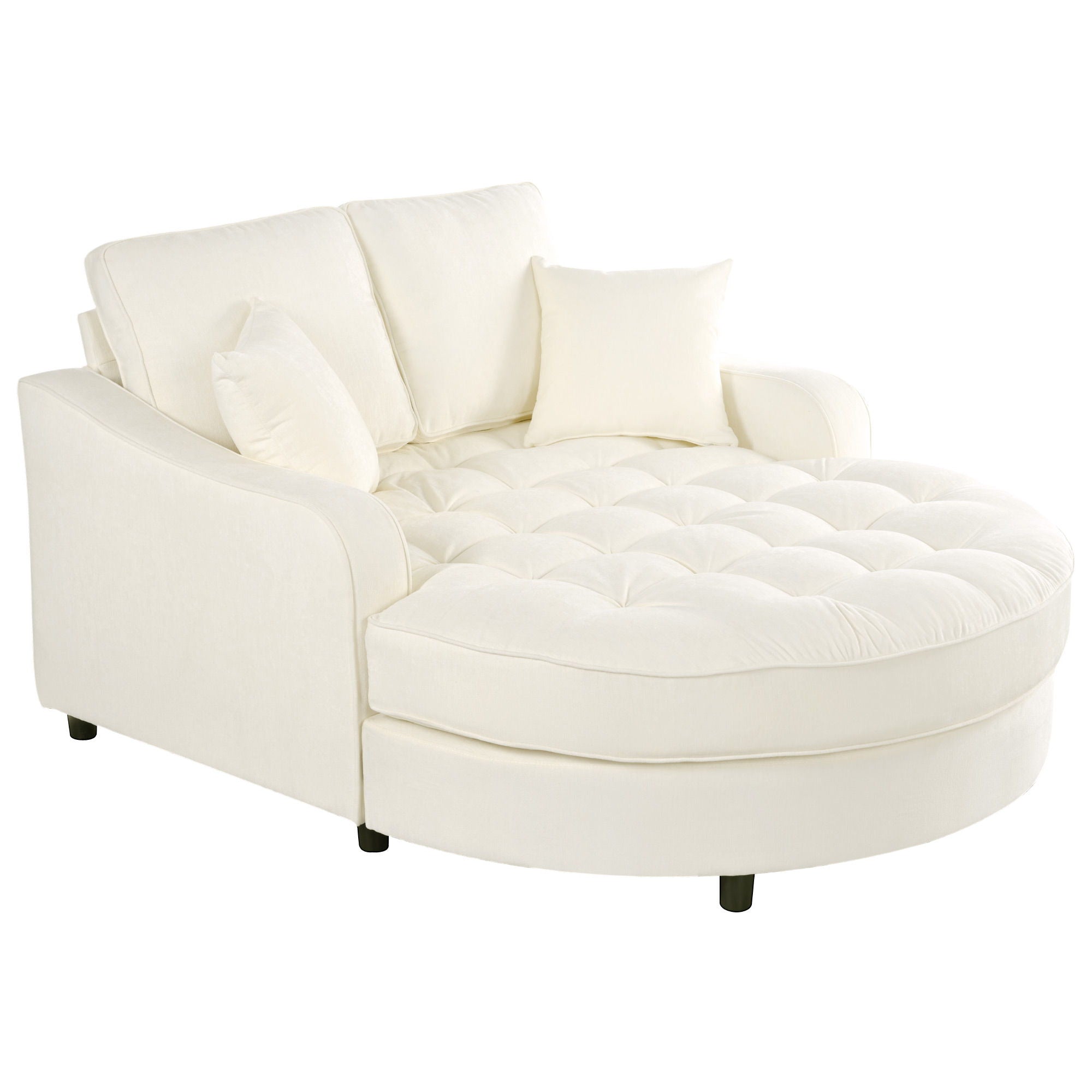 Modern Chaise Lounge Upholstered Sofa Couch With Tufted Seat And Detachable Pillows For Living Room