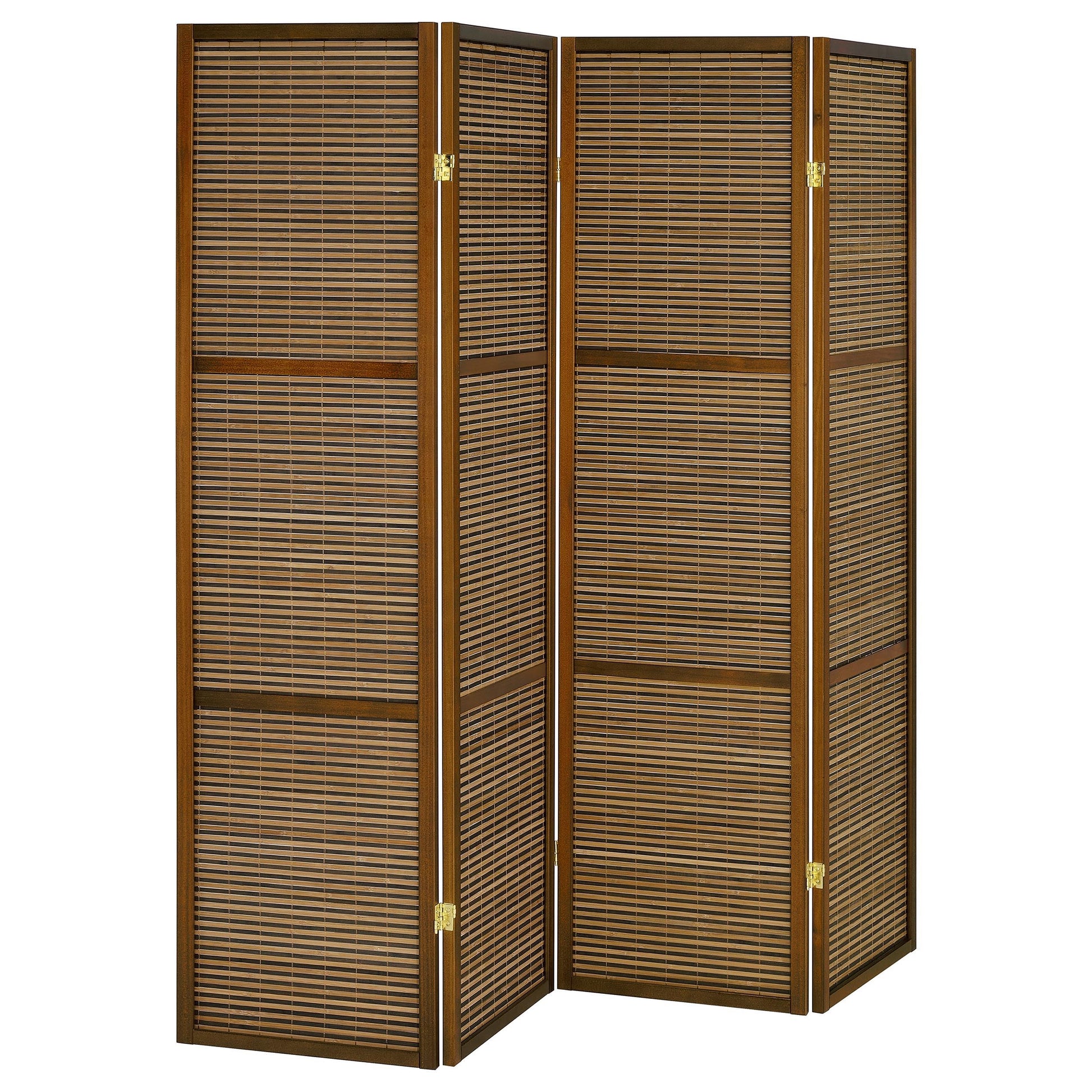 Coaster Fine Furniture Browning - 4-Panel Bamboo Room Divider Folding Screen - Walnut | Meri Furniture