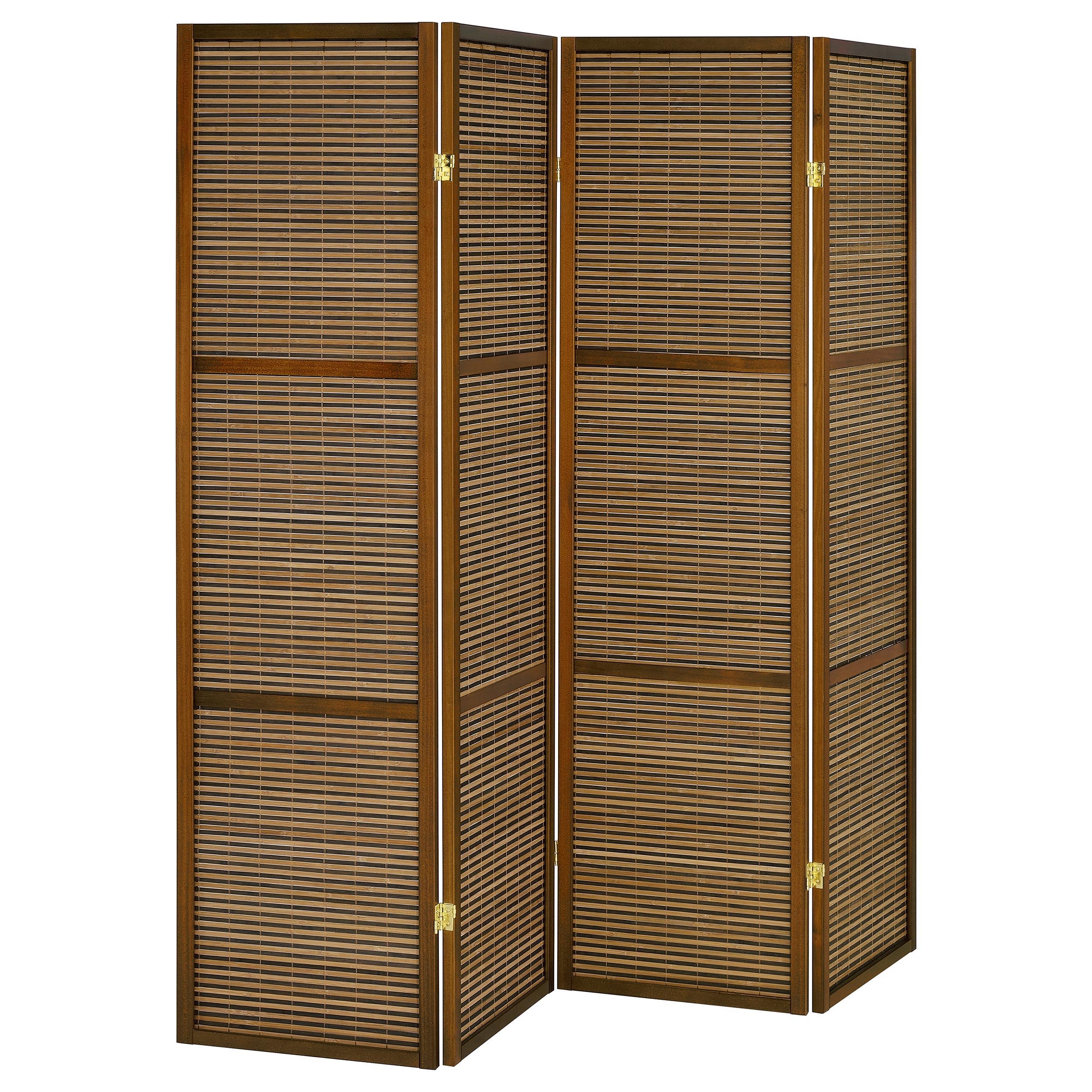 Coaster Fine Furniture Browning - 4-Panel Bamboo Room Divider Folding Screen - Walnut | Meri Furniture