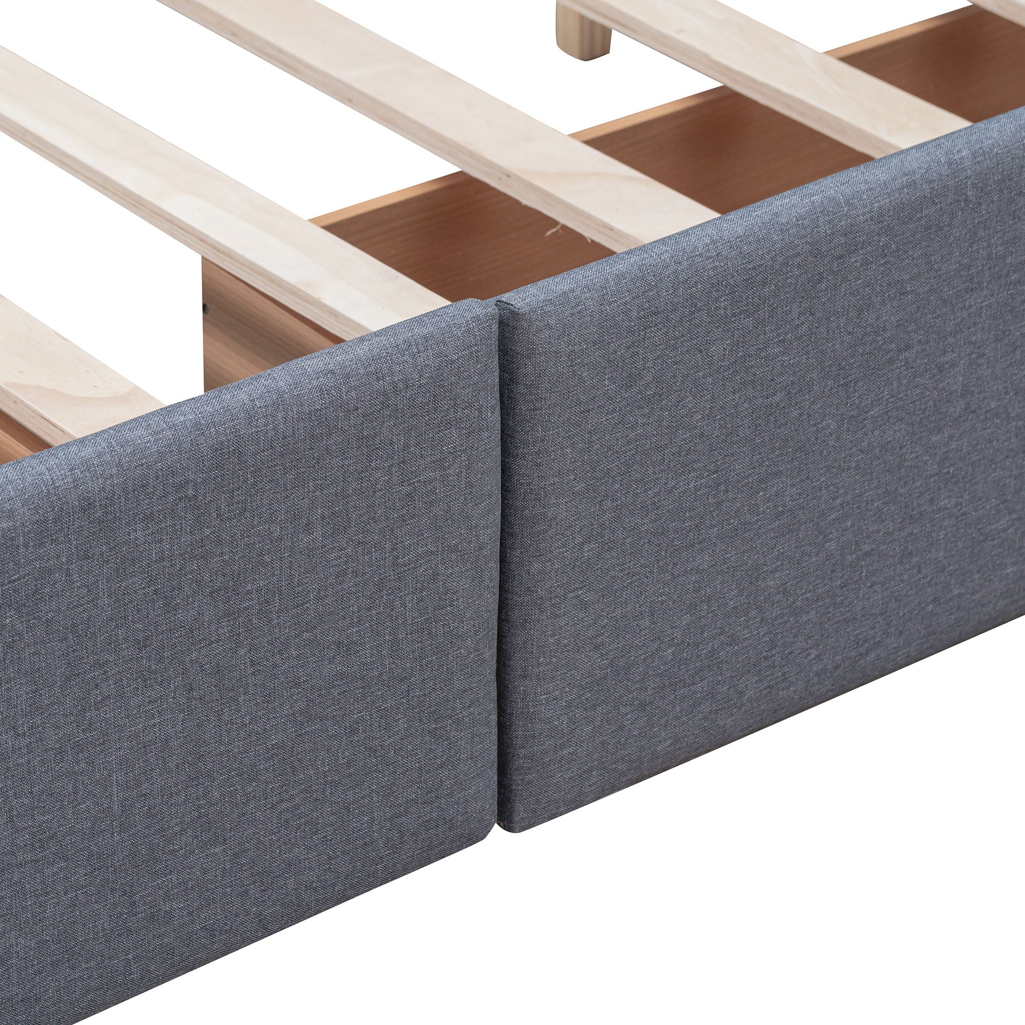 Upholstered Platform Bed With Classic Headboard And Drawers, No Box Spring Needed