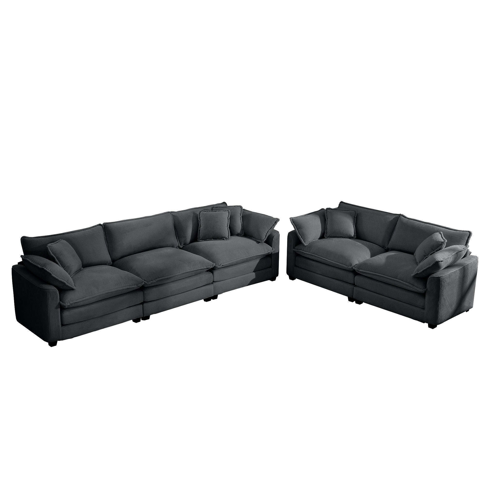 Elegant Corduroy Oversized Sectional Sofa Set With Deep Seats And Flexible Layout