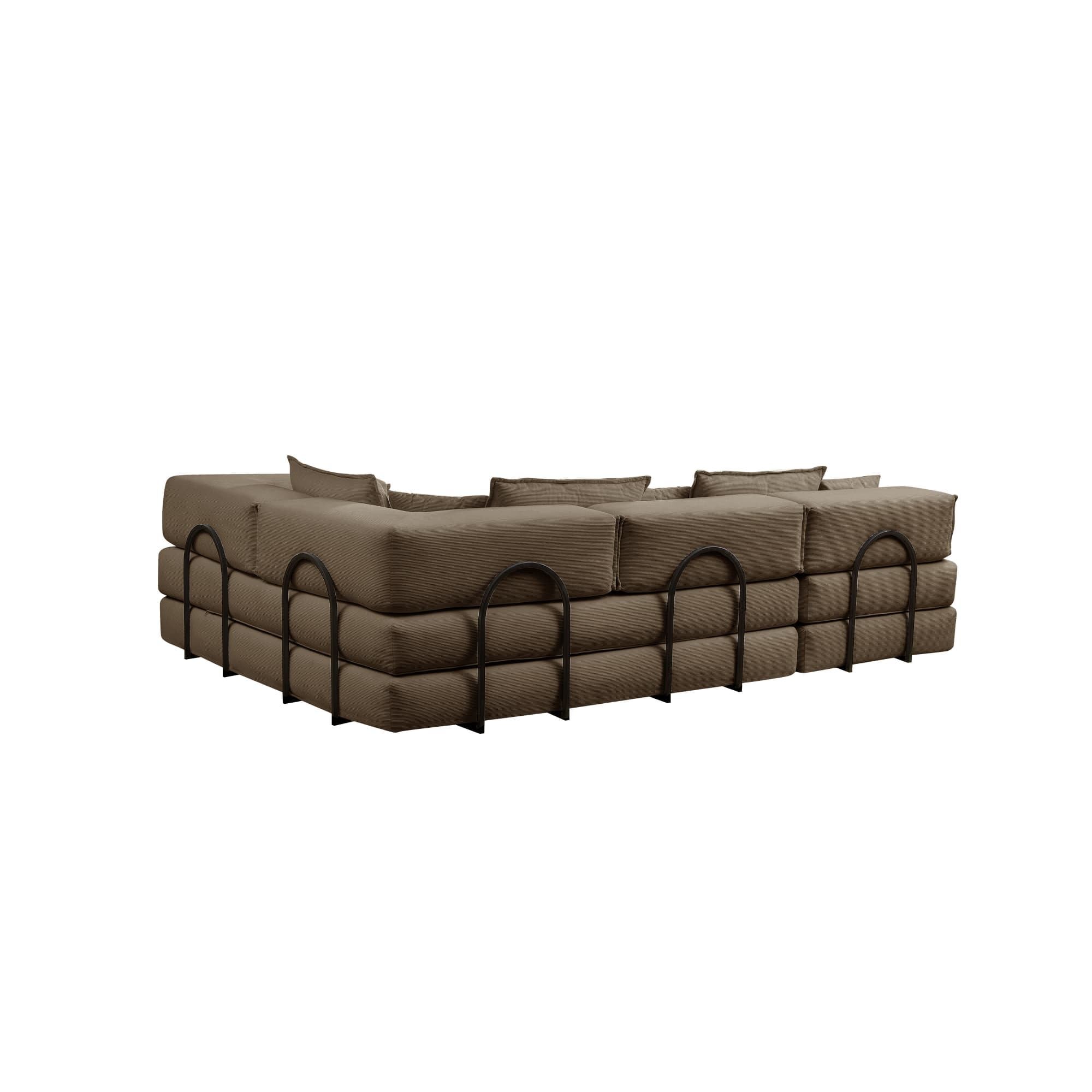 Modular L Shaped Floor Living Room Sofa Set With 6 Pillows