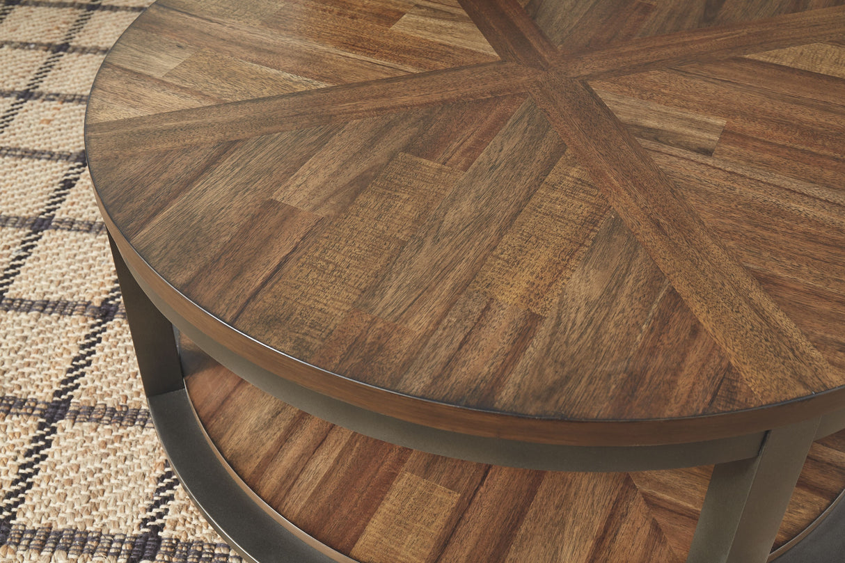 Ashley Furniture Roybeck - Light Brown / Bronze - Occasional Table Set (Set of 3) | Meri Furniture