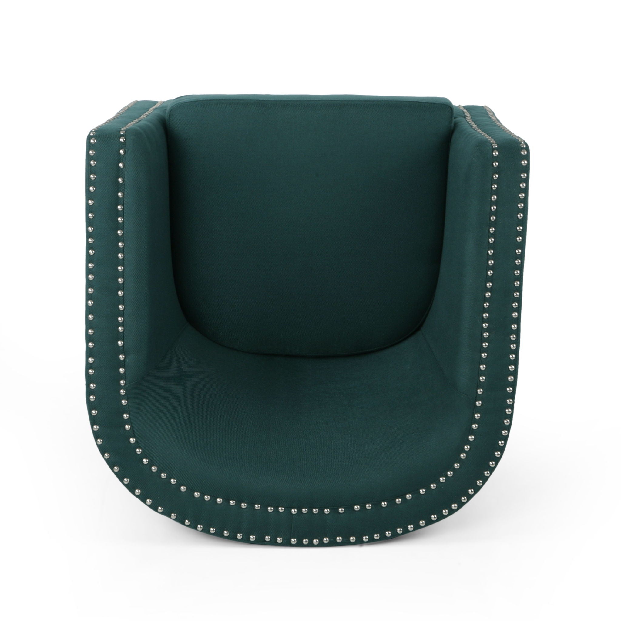 Modern Upholstered Swivel Club Chair With Nailhead Trim