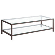 Coaster Fine Furniture Trini - 1-Shelf Glass Top Coffee Table - Black Nickel | Meri Furniture