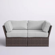 Outdoor Wicker Loveseat With Cushions Patio Seating Wicker - Brown