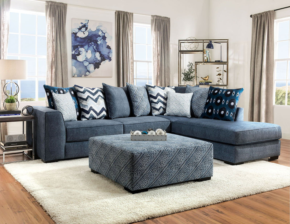 Furniture of America Brielle - Sectional - Blue | Meri Furniture
