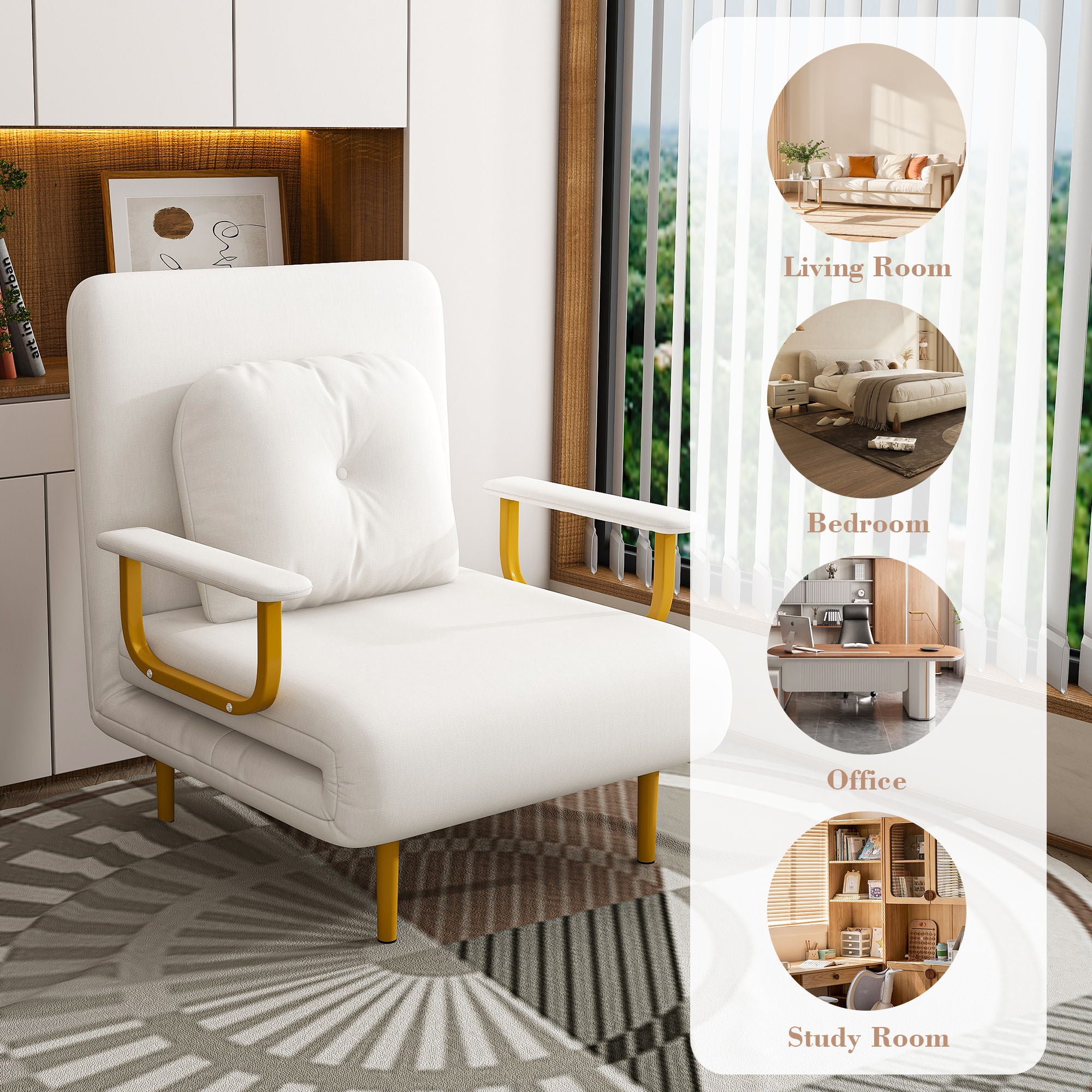 3 In 1 Convertible Folding Sofa Bed With Adjustable Backrest And Pillow