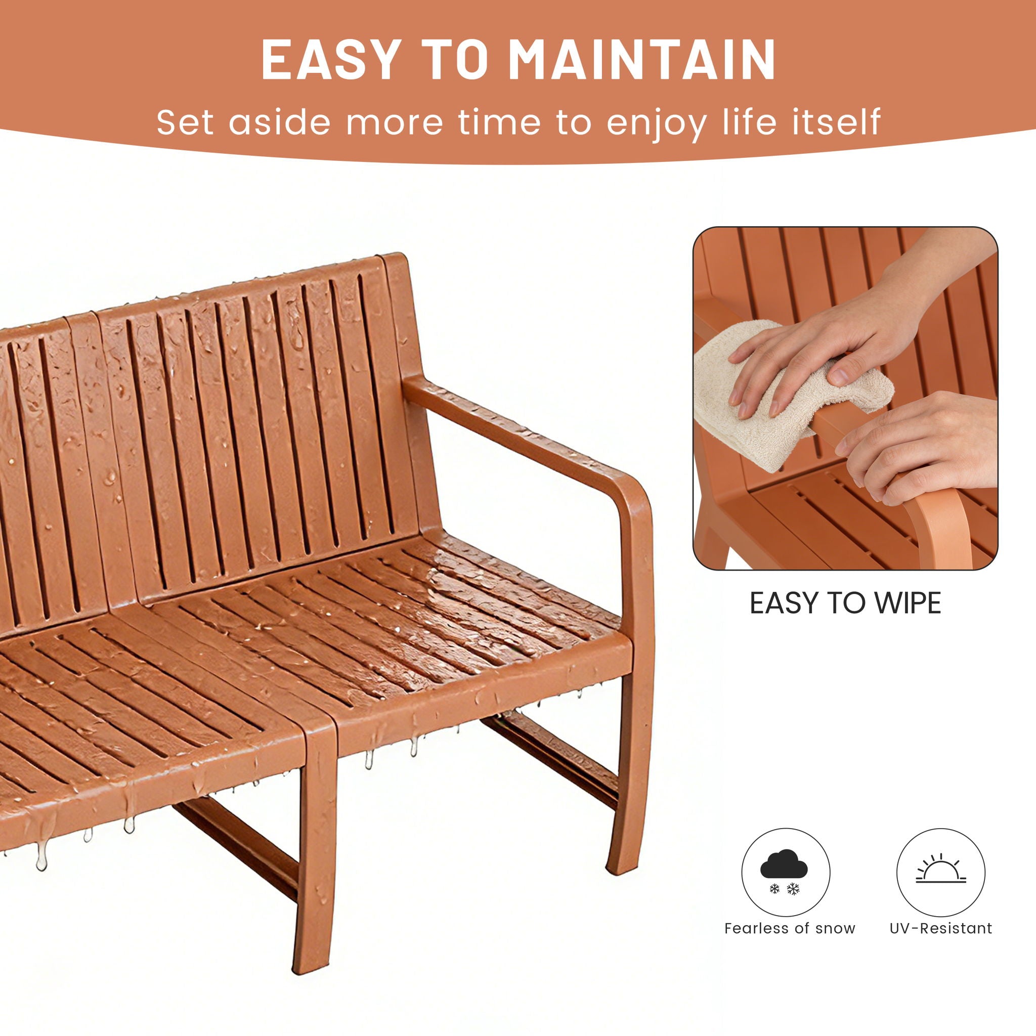 1 Piece Indoor / Outdoor 3 Seater Sofa, UV-Resistant, Waterproof And Durable