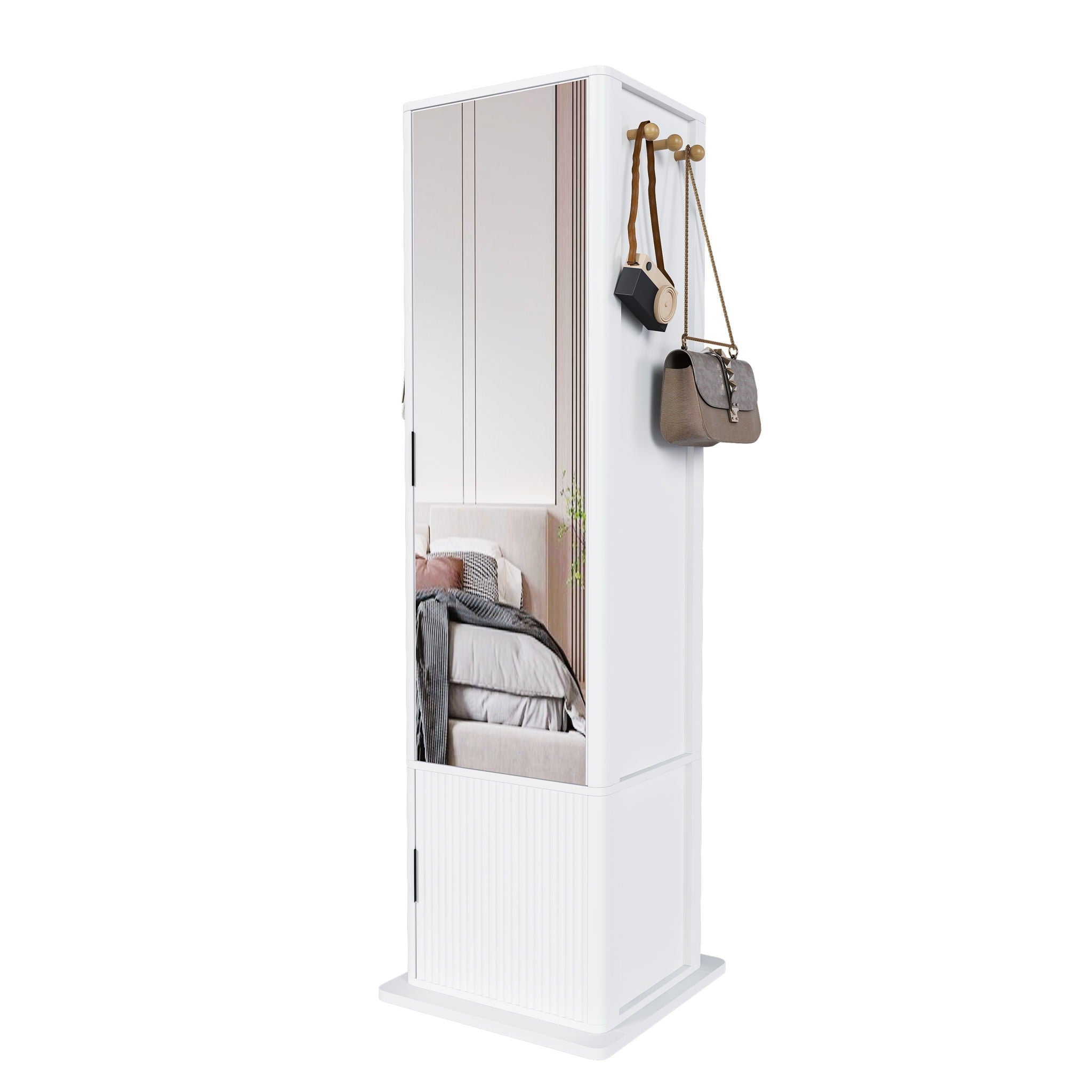 360° Rotating Makeup Cabinet With Full Length Mirror