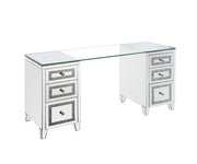 ACME Noralie - Writing Desk - Clear Glass, Mirrored & Faux Diamonds - 31" | Meri Furniture