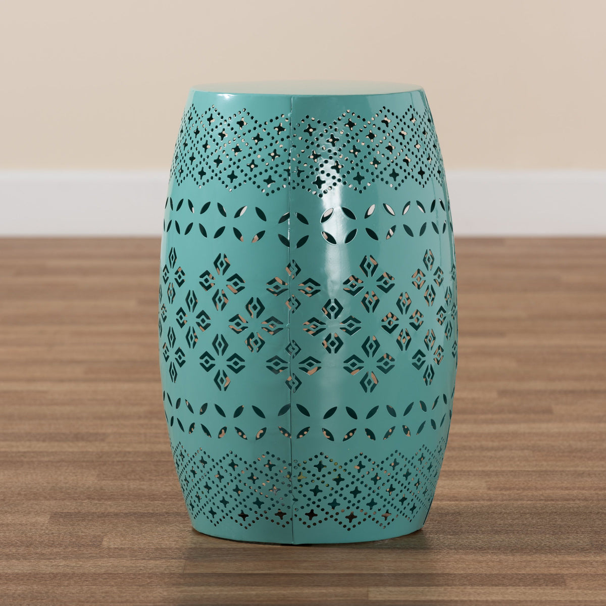 Lavinia Modern and Contemporary Teal Finished Metal Outdoor Side Table