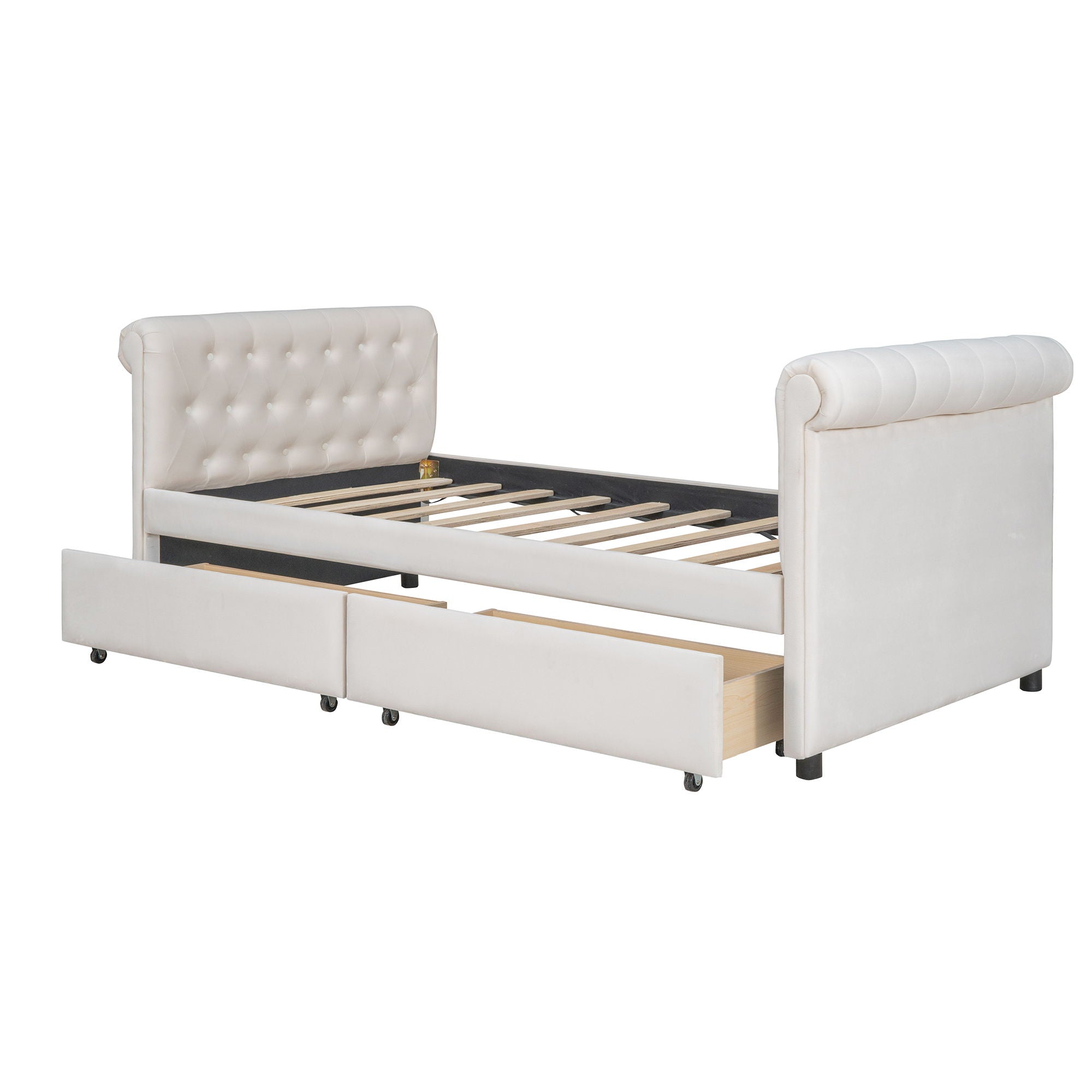 Upholstered Daybed, Wood Slat Support