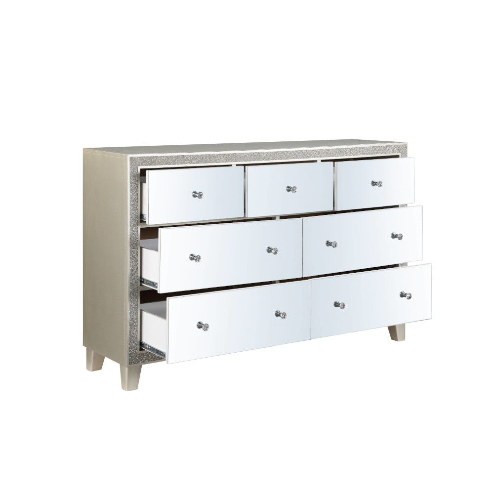 ACME Sliverfluff - Dresser - Mirrored & Champagne Finish | Meri Furniture
