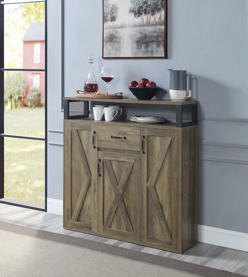 ACME Abiram - Server - Rustic Oak Finish | Meri Furniture