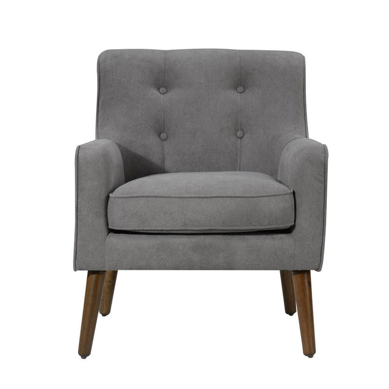Ryder 25"W Mid Century Modern Gray Woven Fabric Tufted Armchair