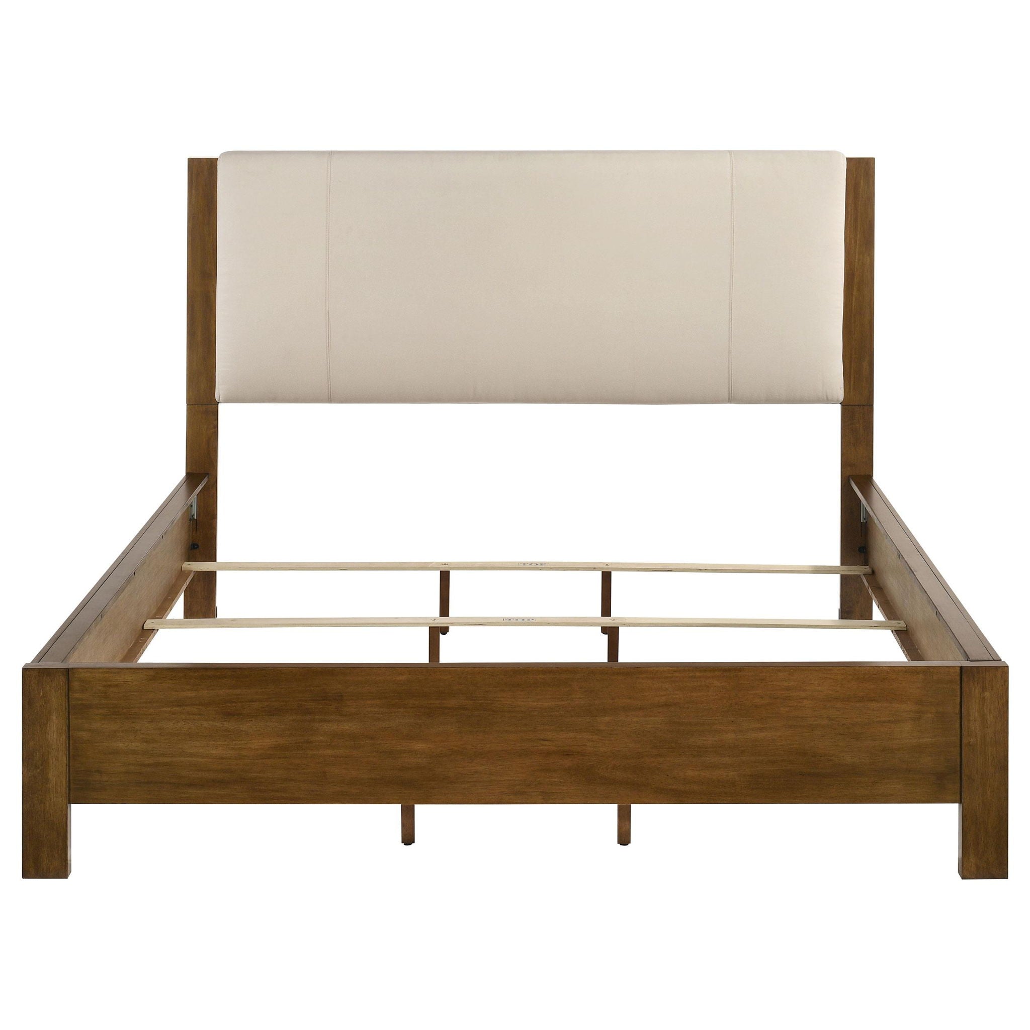 Adderley California King Wood Panel Bed Cream and Warm Brown