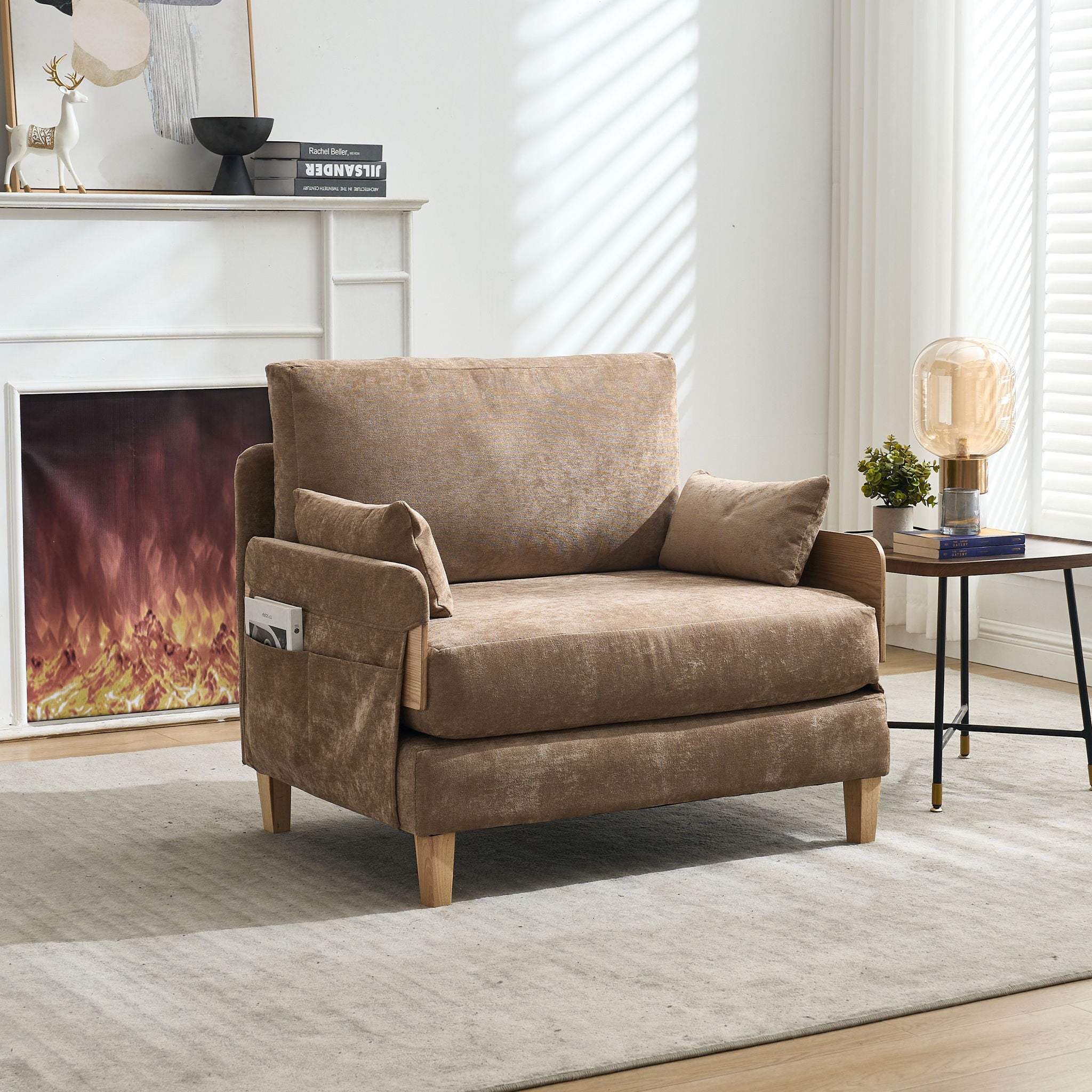 Mid Century Modern Foldable Sofa Bed, 3 In 1 Convertible Sleeper With 3 Pillows