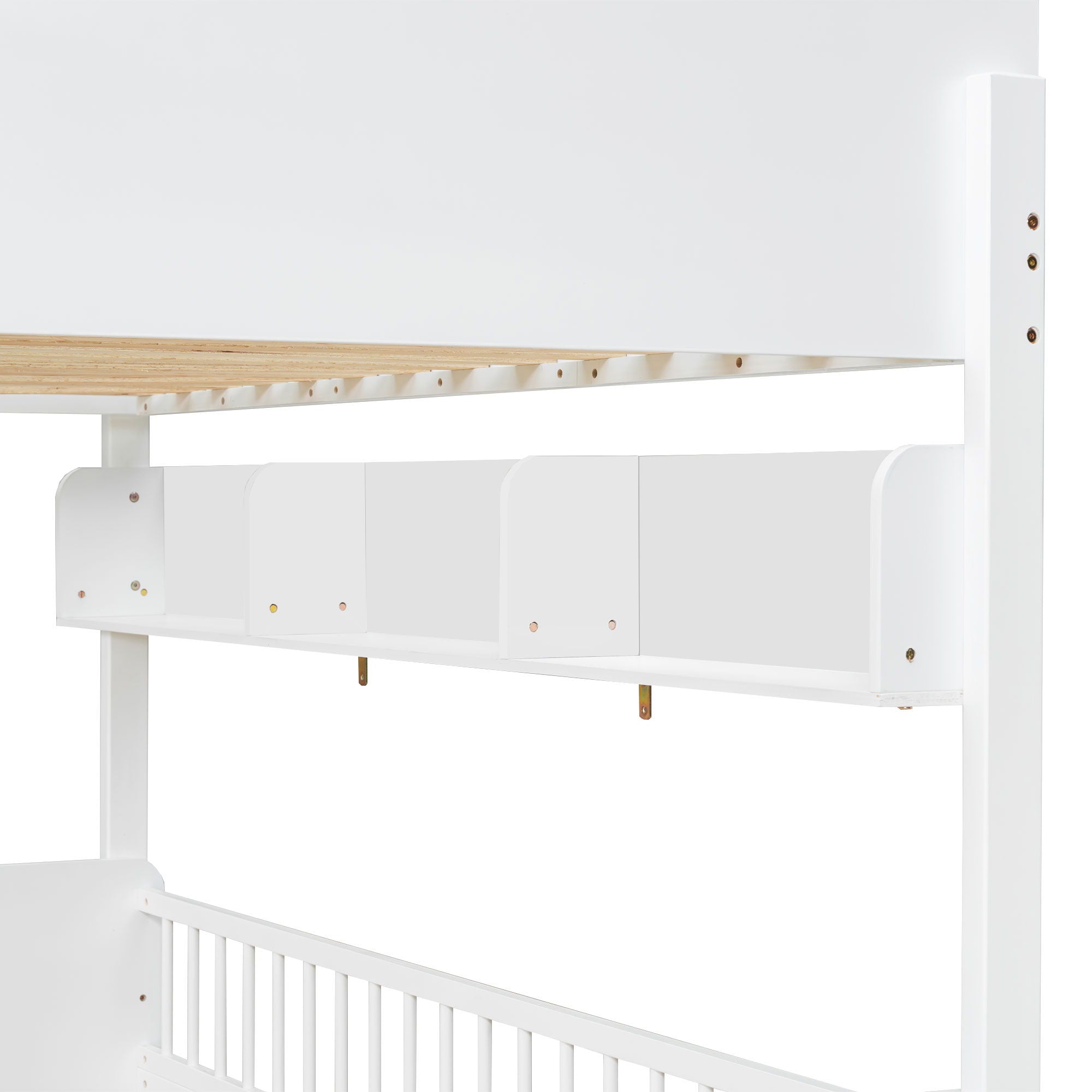 Bunk Bed With 3 Storage Shelves, Adjustable Ladder Left Or Right