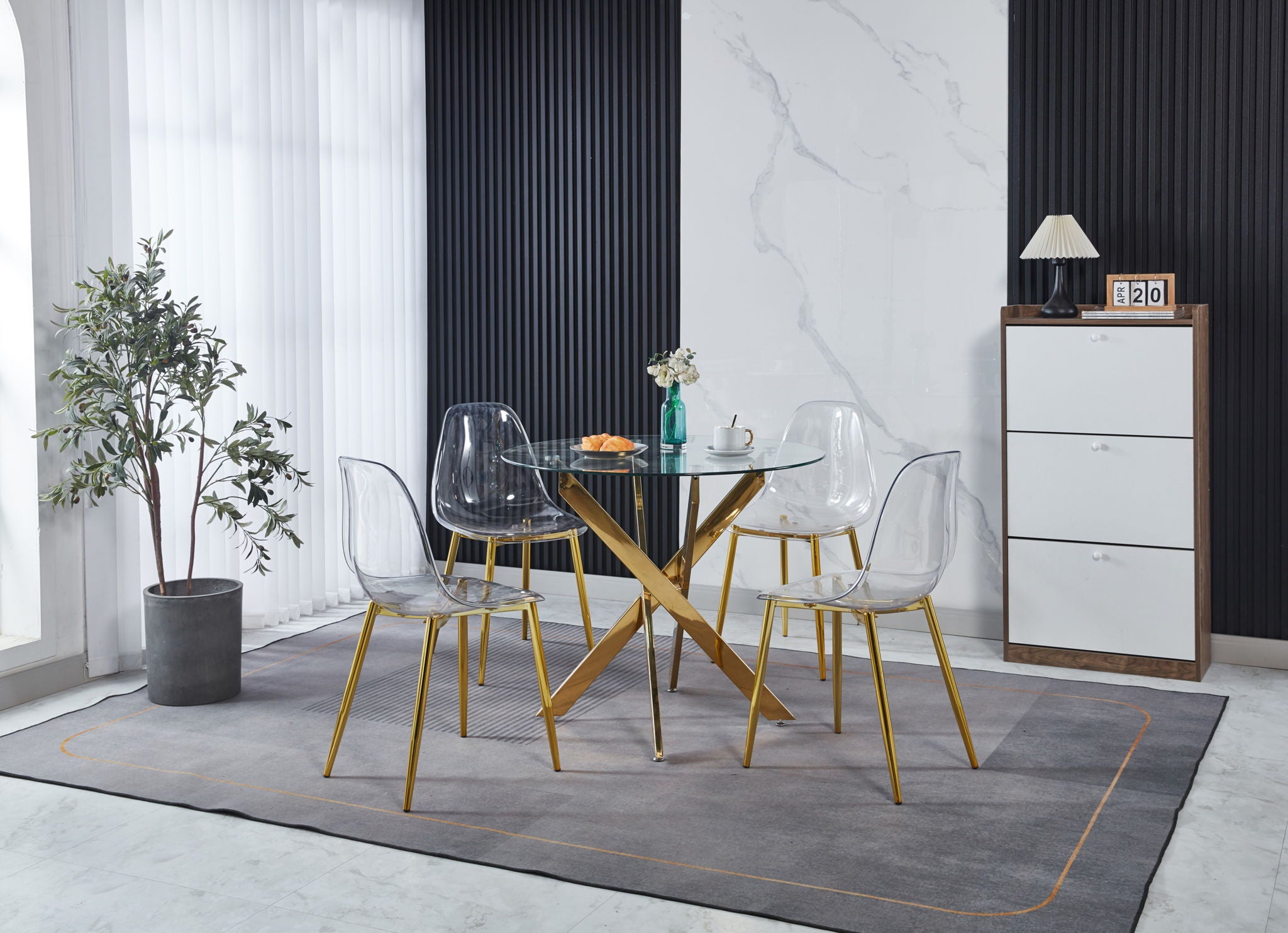 Transparent Plastic Seat Dining Chair (Set of 4)