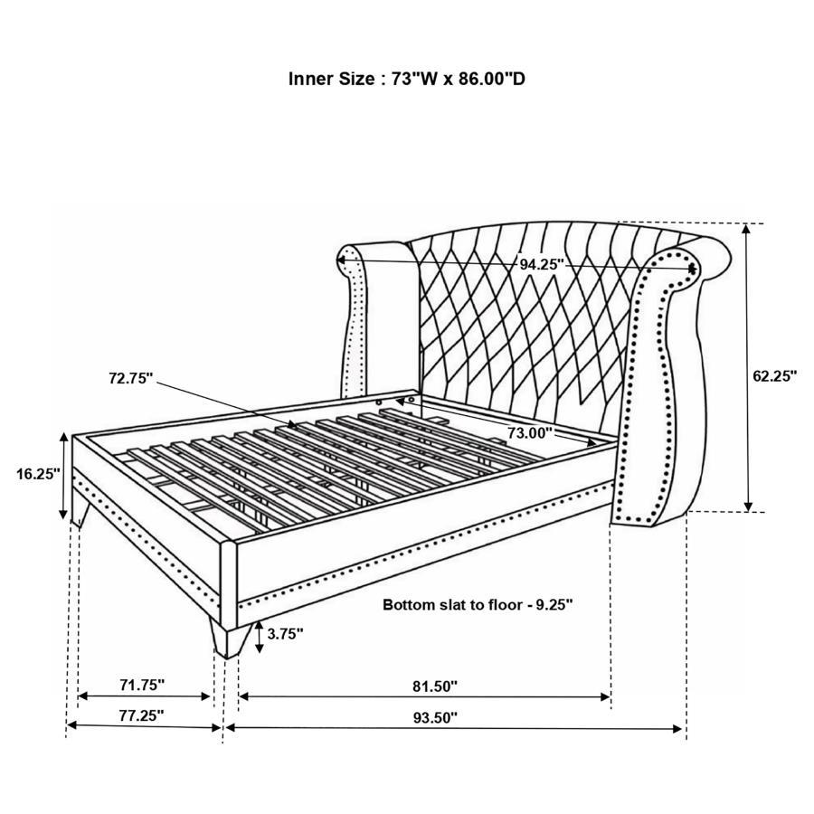 Coaster Fine Furniture Barzini - Upholstered Wingback Bed | Meri Furniture