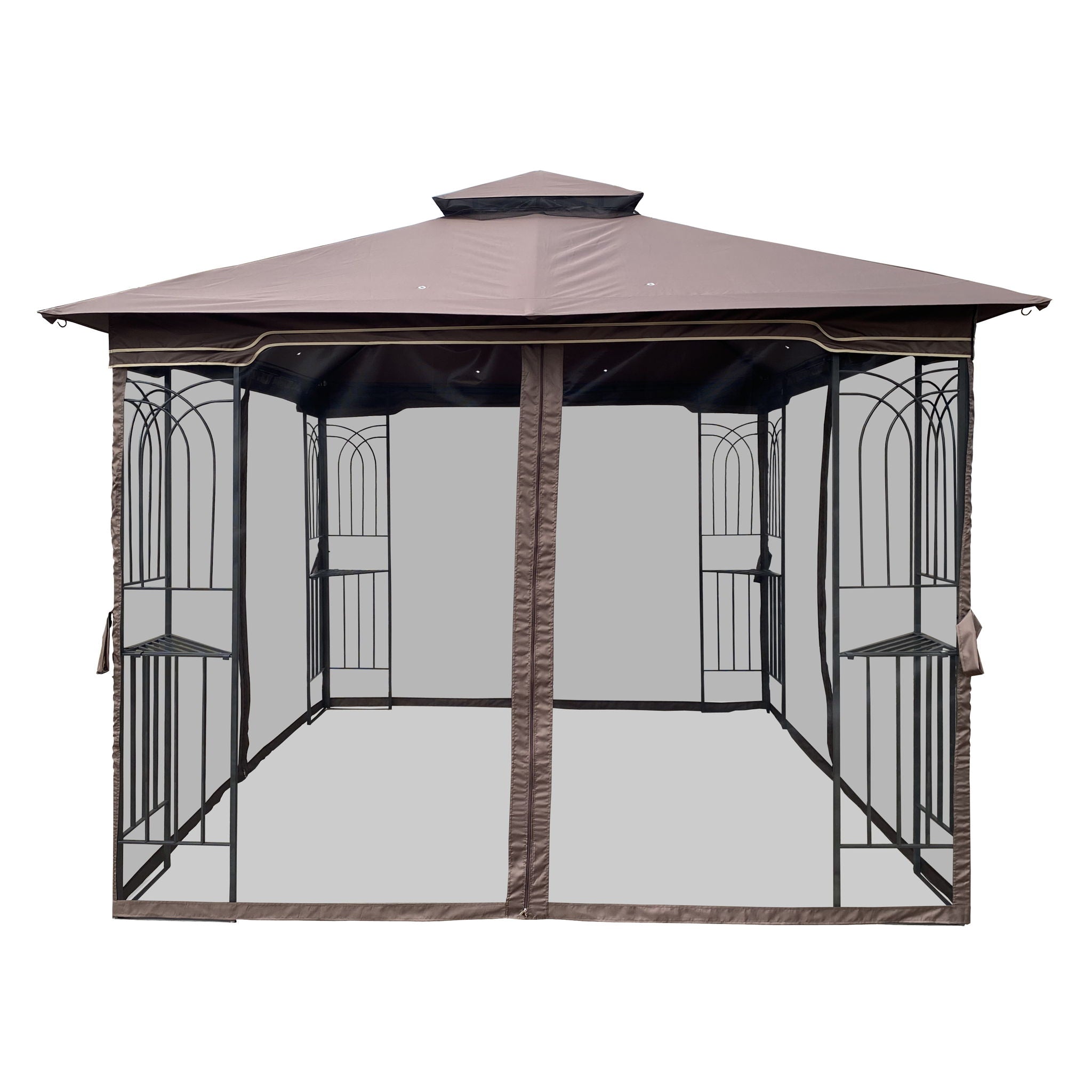 Patio Gazebo Tent With Ventilated Double Roof And Mosquito Net