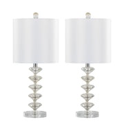Diamond - Stacked Contemporary Crystal Table Lamp (Set of 2) - Clear / Off White / Chrome