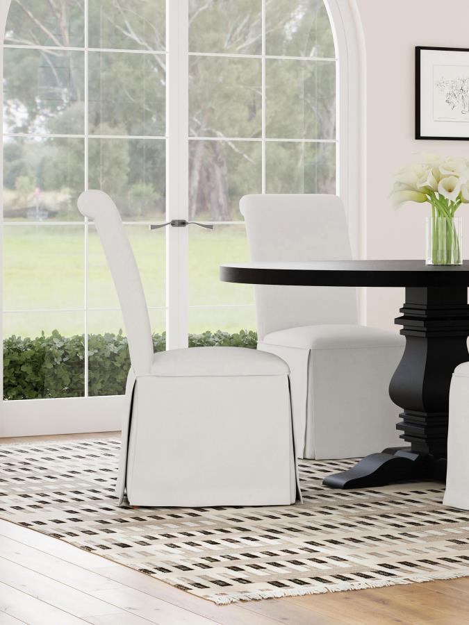 Coaster Fine Furniture Shawna - Upholstered Skirted Dining Chair (Set of 2) - White | Meri Furniture