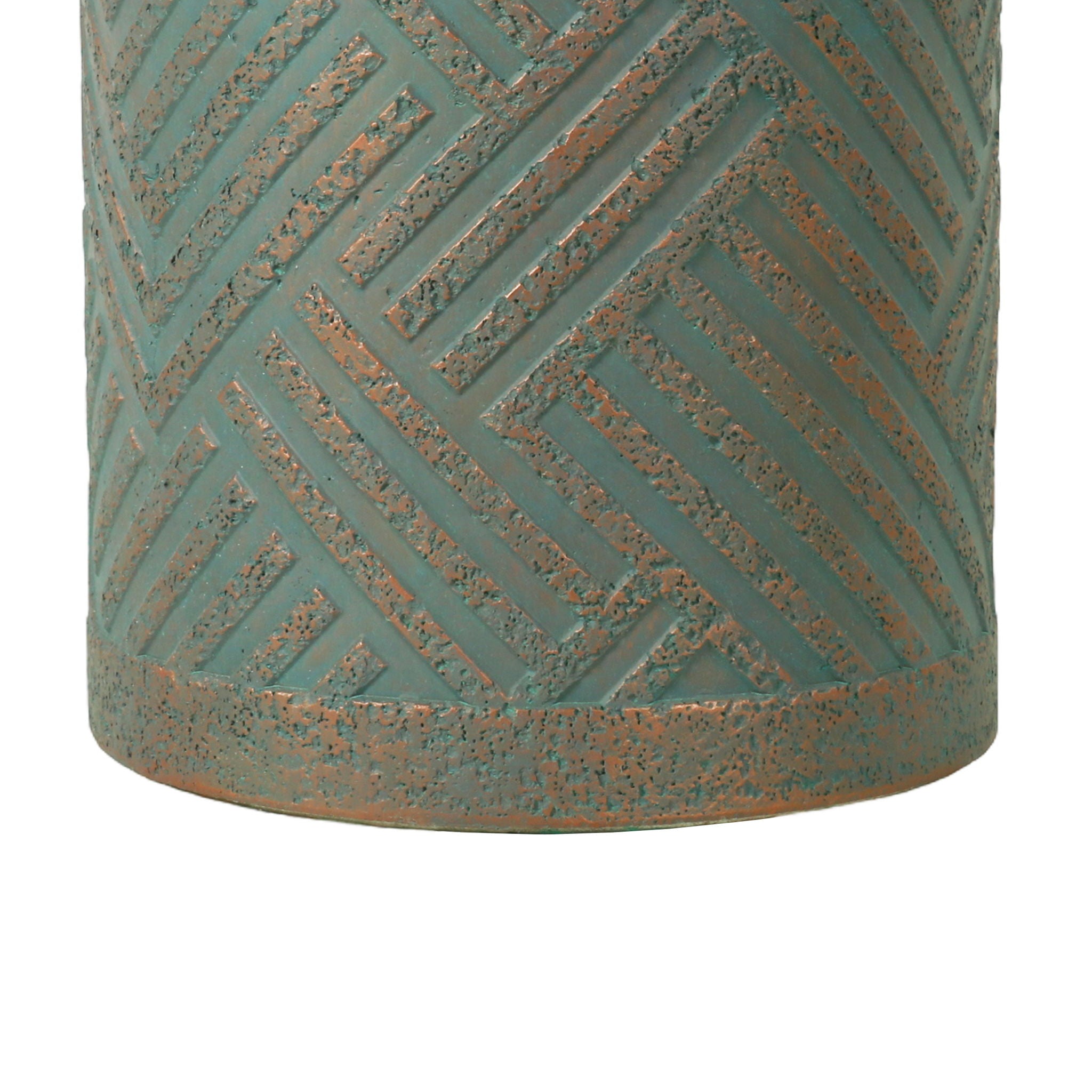 Round Outdoor End Table With Tree Stump Design For Patio - Golden / Green / Peacock