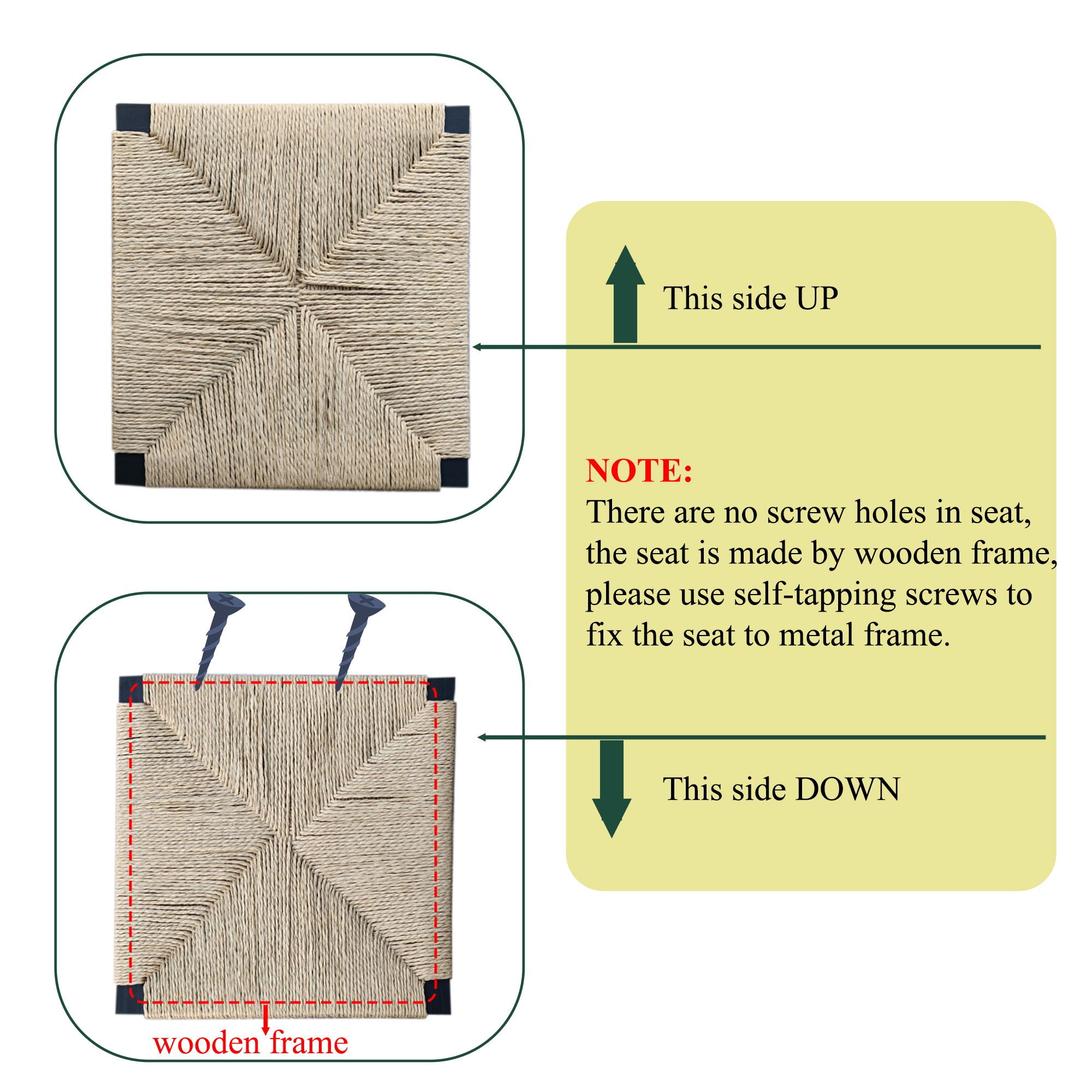 Stylish (Set of 2) Bar Stools With Backrest And Paper Rope Woven Seat, Counter Height Dining Chairs For Kitchen - Natural