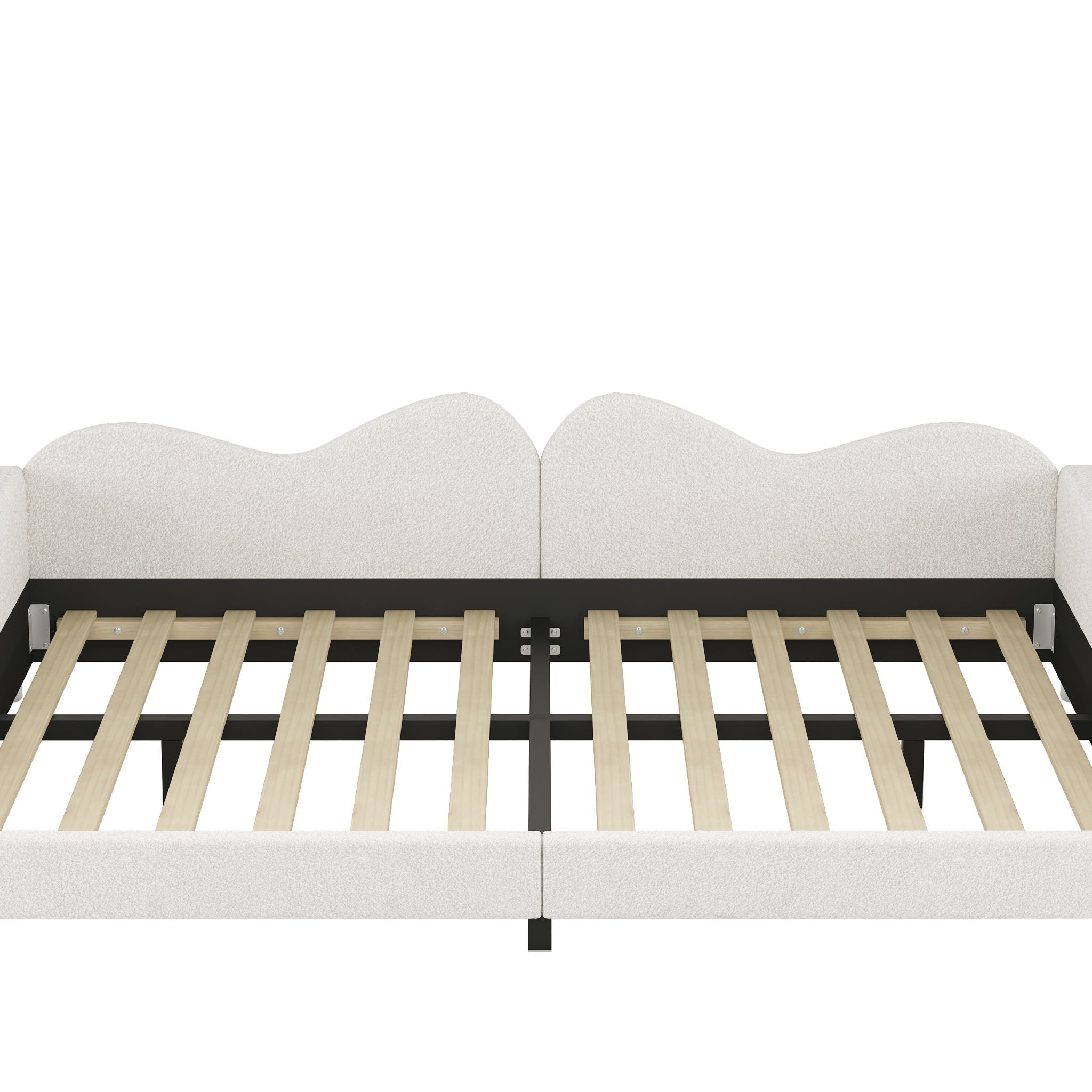 Upholstered Daybed, Sherpa Fabric Sofabed With Cloud-Shaped Backrest