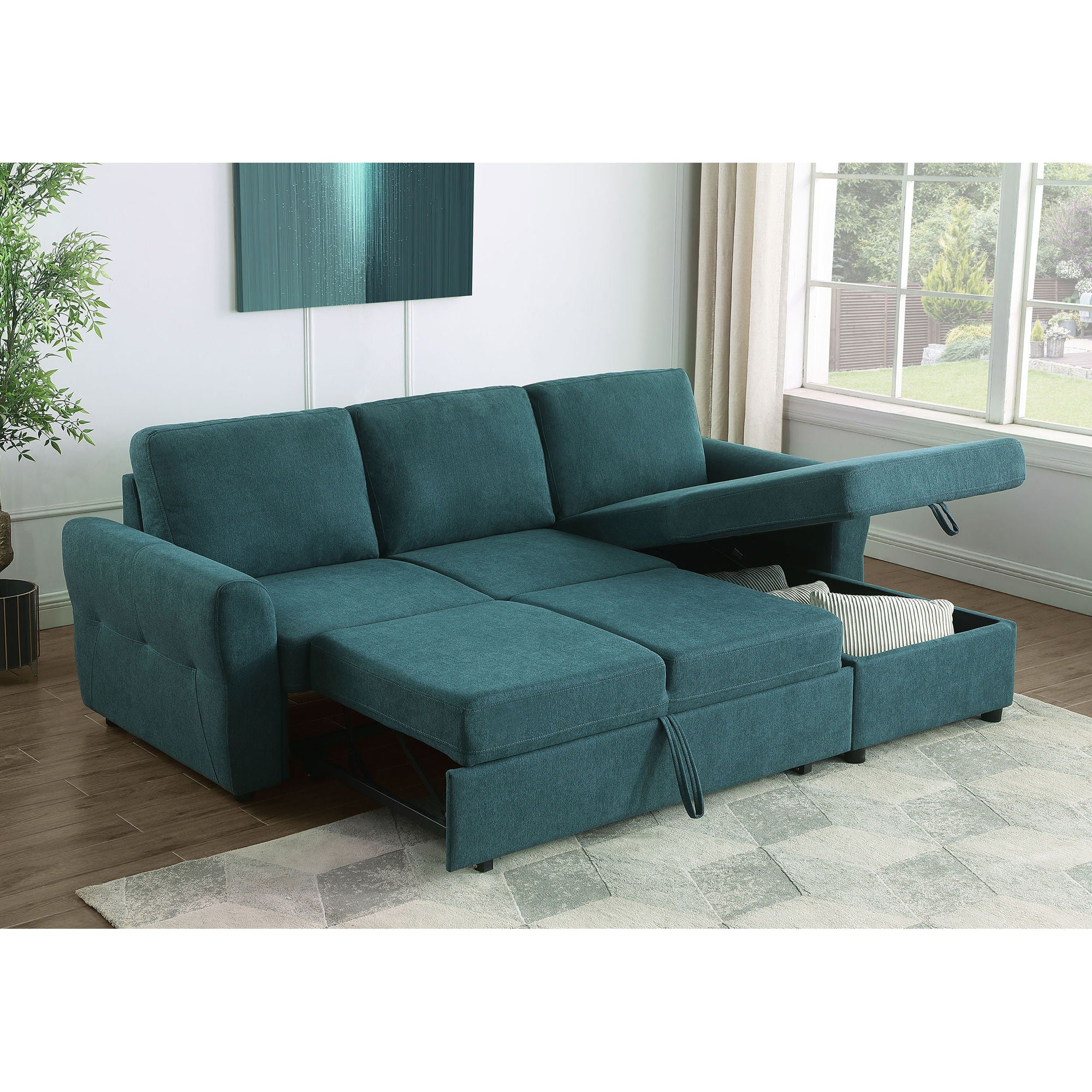 Kenna- Sleeper Sectional Sofa With Storage Ottoman