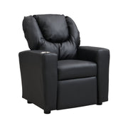 Sally Deluxe Kids Recliner Chair With Cup Holder - Black