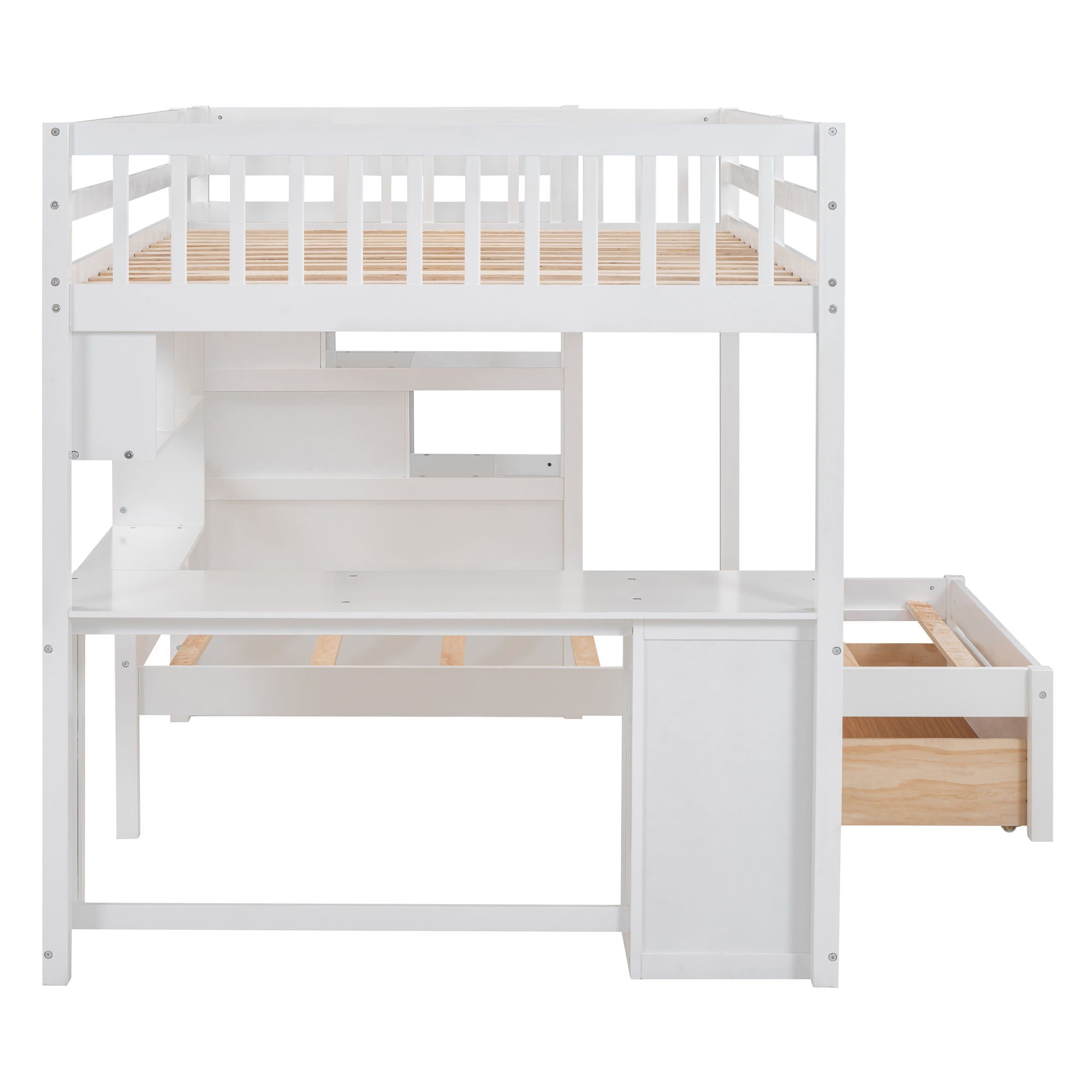 Bunk Bed With Desk, Drawers And Shelves