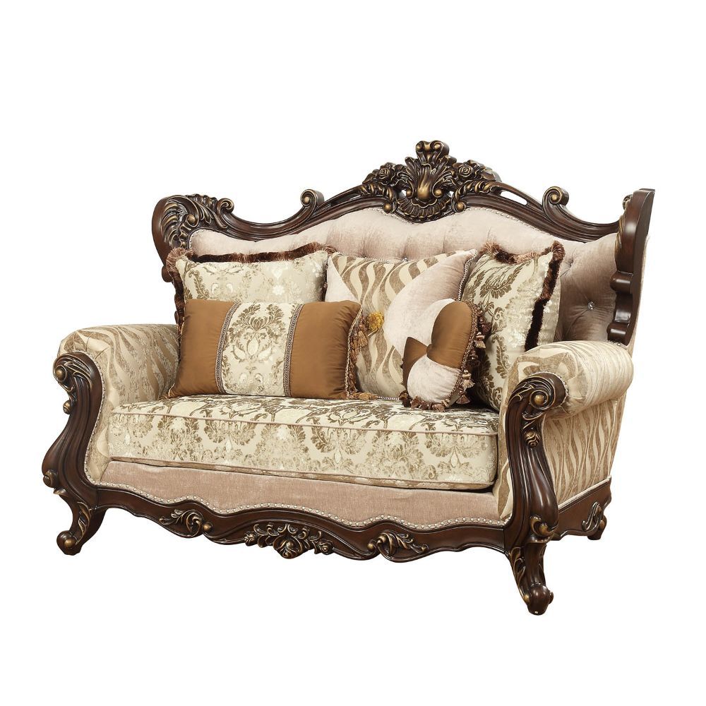 ACME Shalisa - Loveseat - Fabric & Walnut | Meri Furniture