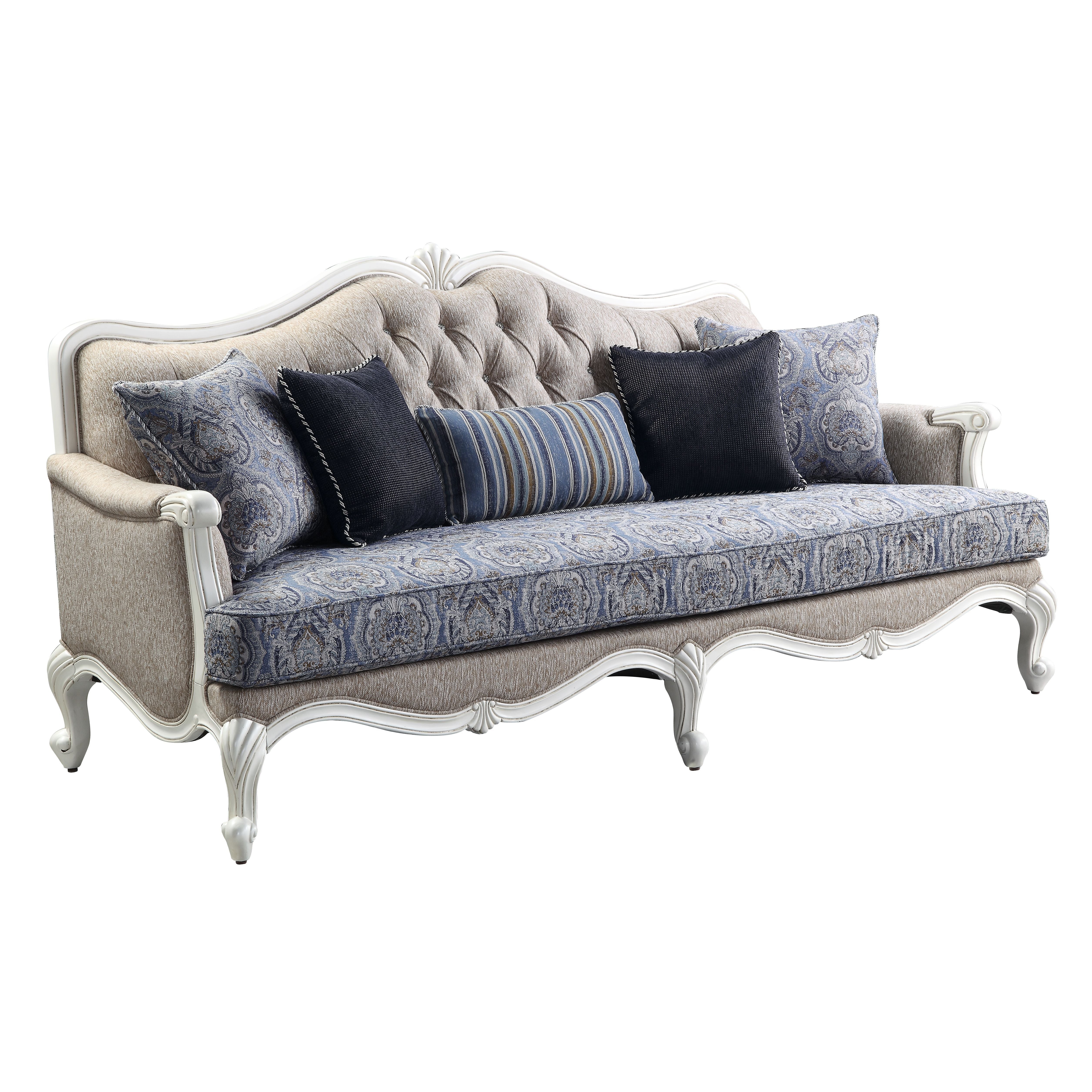 ACME Ciddrenar - Sofa - Fabric & White Finish | Meri Furniture