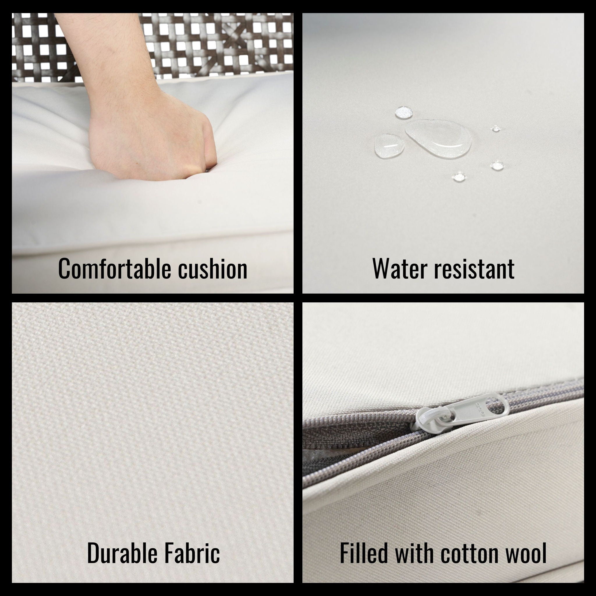 5 Piece Patio Dining Table Set, Acacia Wood Table Top With Umbrella Hole