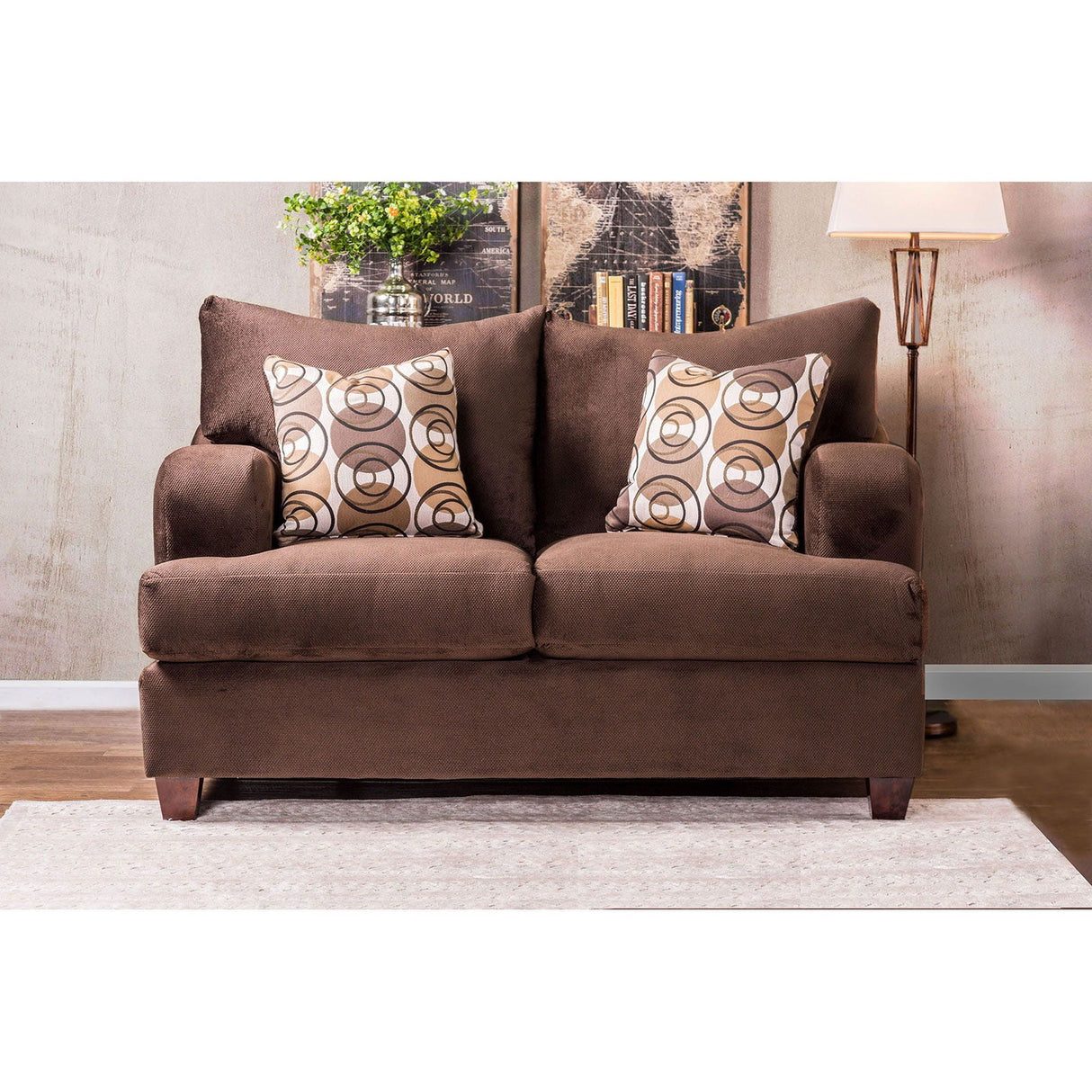 Furniture of America Wessington - Loveseat - Chocolate | Meri Furniture