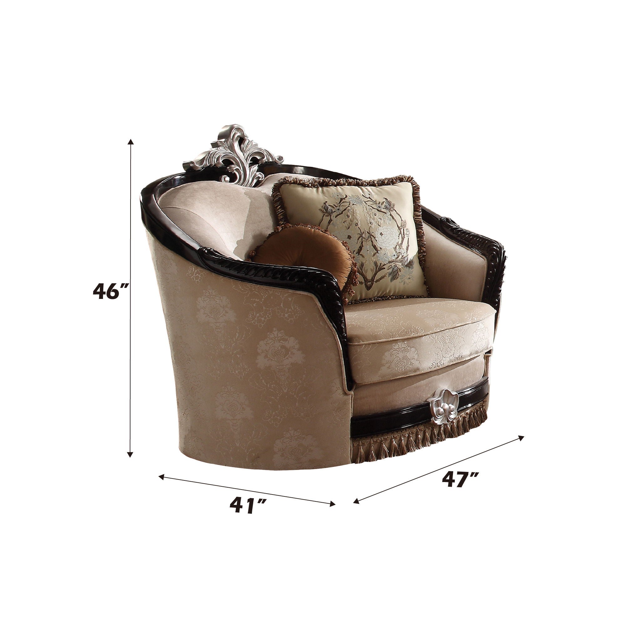 Ernestine - Chair With 2 Pillows - Tan Fabric & Black